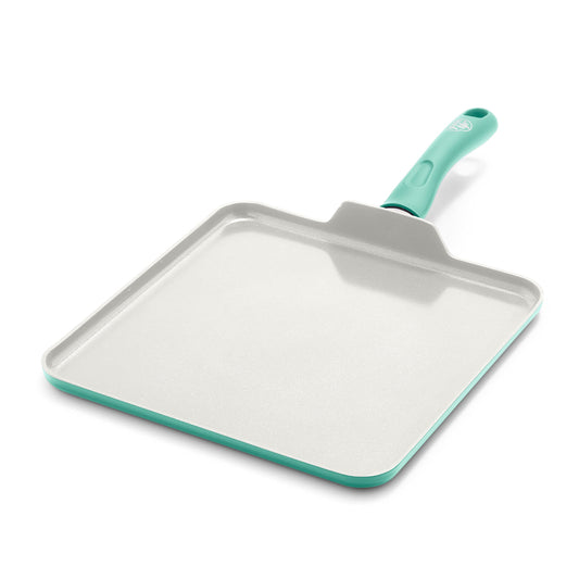 GreenLife - Sartén antiadherente de cerámica suave de agarre suave, 11 pulgadas, sin PFAS, apto para lavaplatos, turquesa