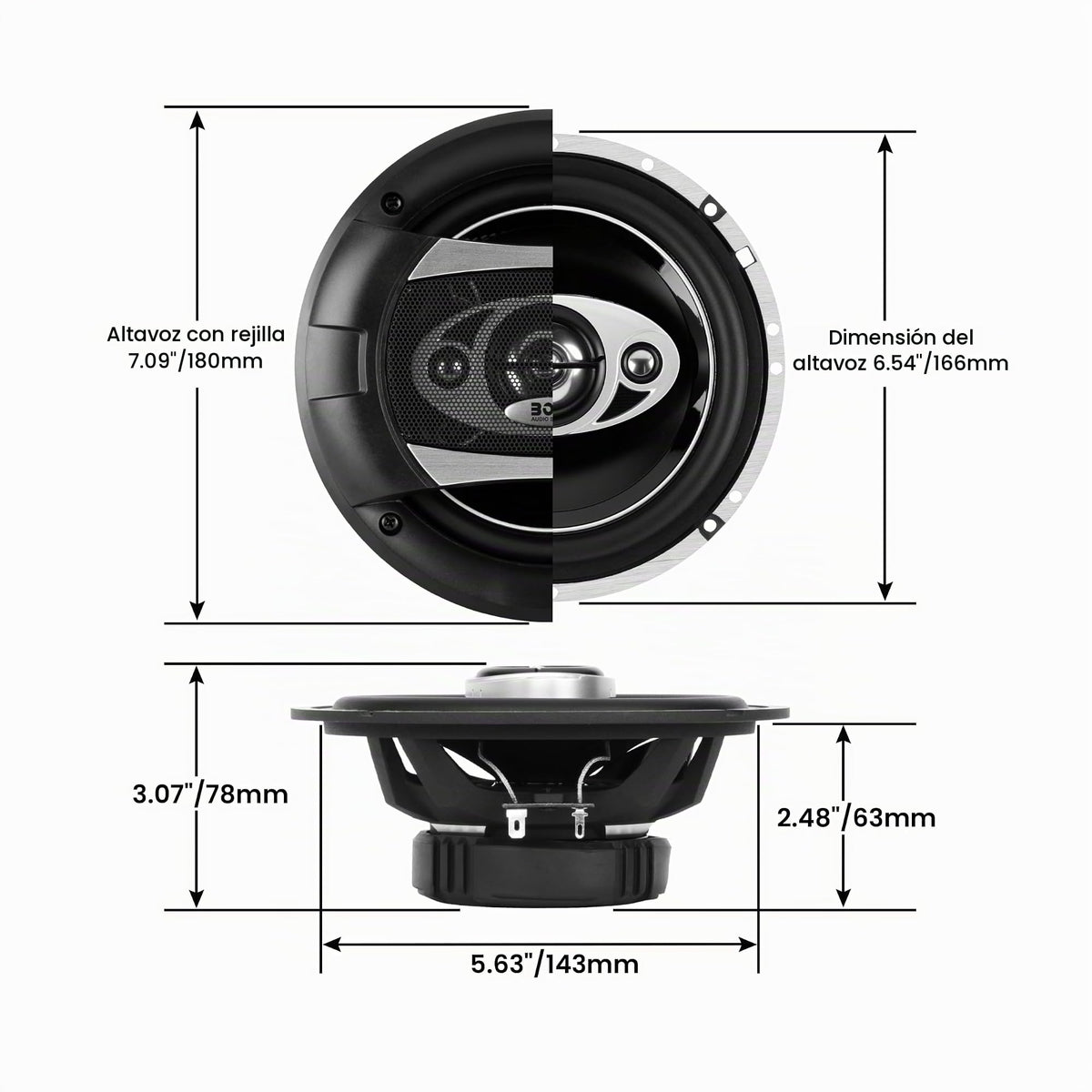 Parlantes para Automóvil Boss Audio Phantom 400 Vatios Serie Phantom de 4 Vías 6.5