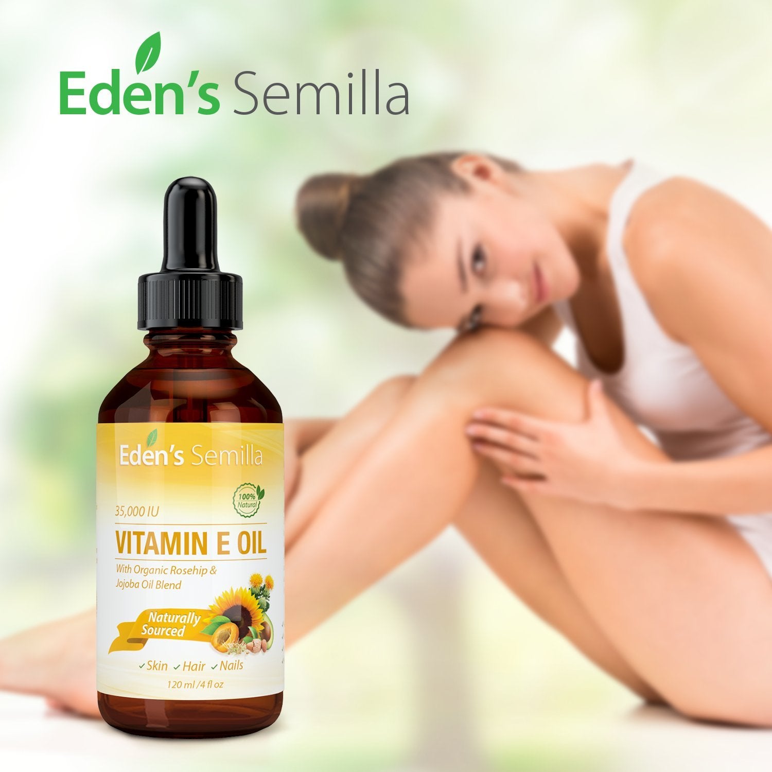 Aceite Orgánico de Vitamina E para Piel: Rosa Mosqueta, Jojoba - Nutrición, Protección Rostro y Cuerpo - Ingredientes Puros - 4 oz - Absorción Rápida - Tratamiento Natural y Efectivo.
