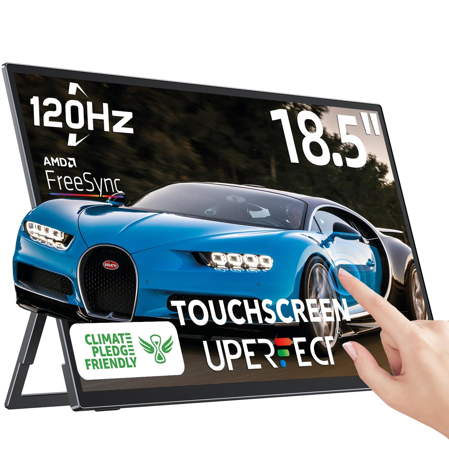 Monitor Portátil UPERFECT 18.5'' Touchscreen Negro 120hz con VESA y Soporte Ajustable 180° para Laptop Switch Phone