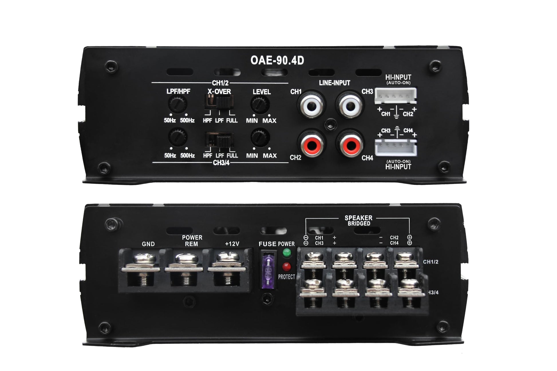 Amplificador de Coche OceanAudio Negro Compacto Clase D de 4 Canales 720 W