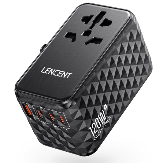 Adaptador Universal de Viaje LENCENT Negro 120W Internacional con 1 USB