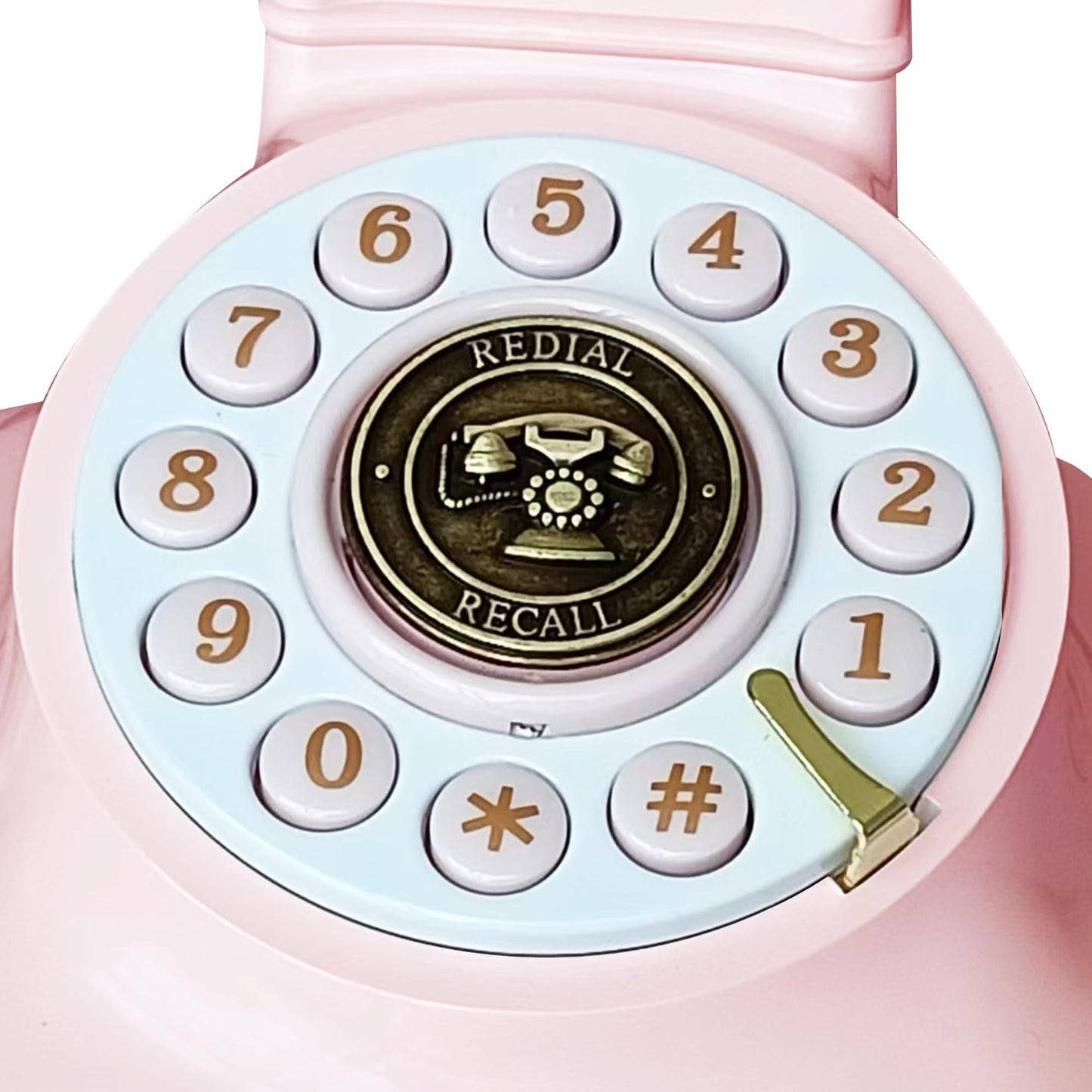 Teléfonos de teléfono fijo retro rosado, teléfono clásico con cable con timbre fuerte y remarcado, teléfono de computadora clásico para el hogar, oficina, hotel, escuela, teléfono antiguo decorativo