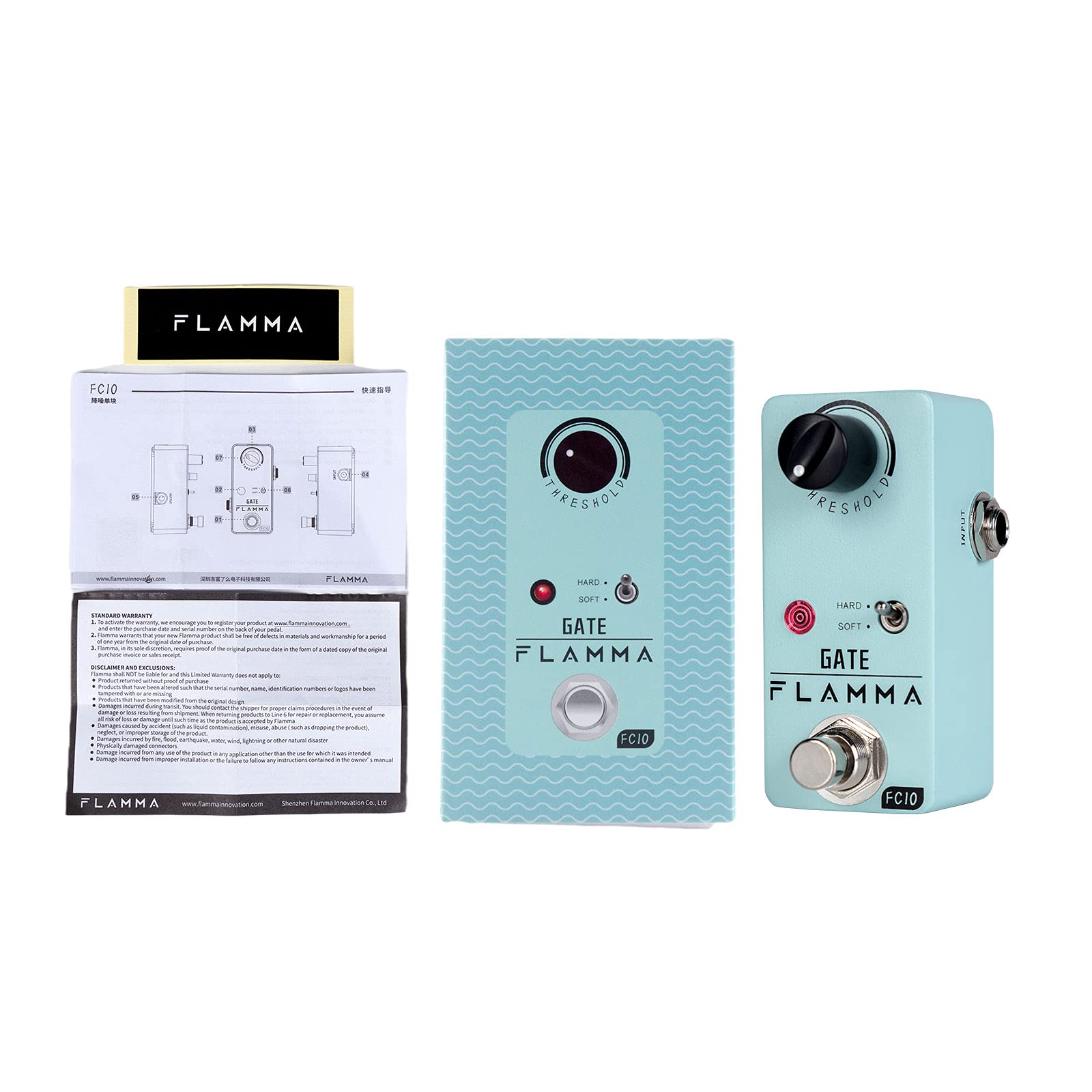 Pedal de Guitarra FLAMMA FC10 Negro con Supresor de Ruido Inteligente True Bypass