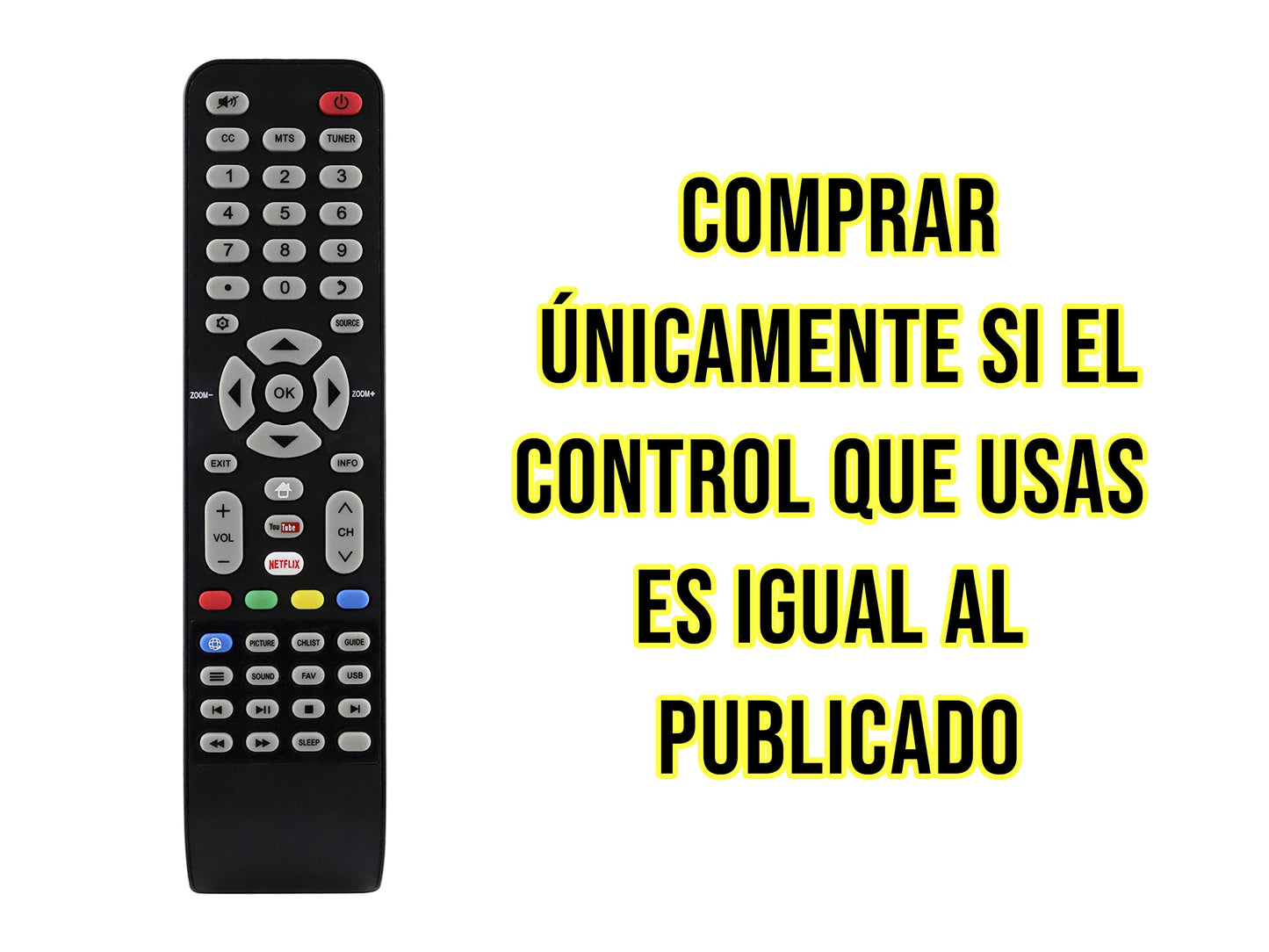 LIDERT Control Remoto ATVIO JVC Smart TV Modelos 43d1620 49d1620 55d1620, S139h S140fs, (Comprar únicamente si tu Control es Igual al Que se Muestra en la Imagen.)