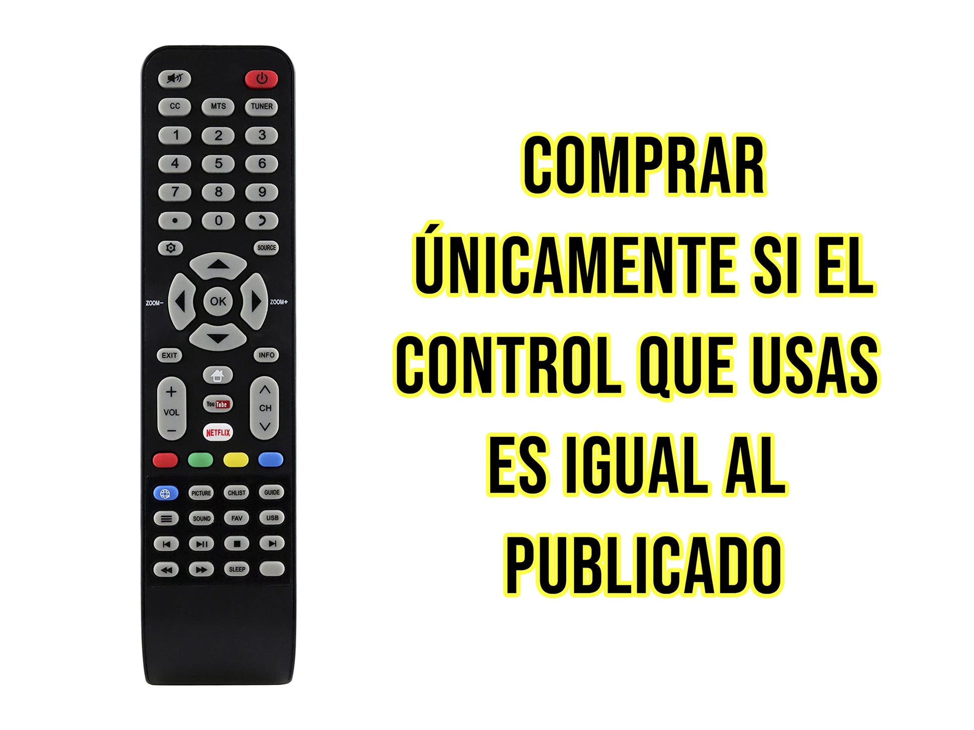 LIDERT Control Remoto ATVIO JVC Smart TV Modelos 43d1620 49d1620 55d1620, S139h S140fs, (Comprar únicamente si tu Control es Igual al Que se Muestra en la Imagen.)