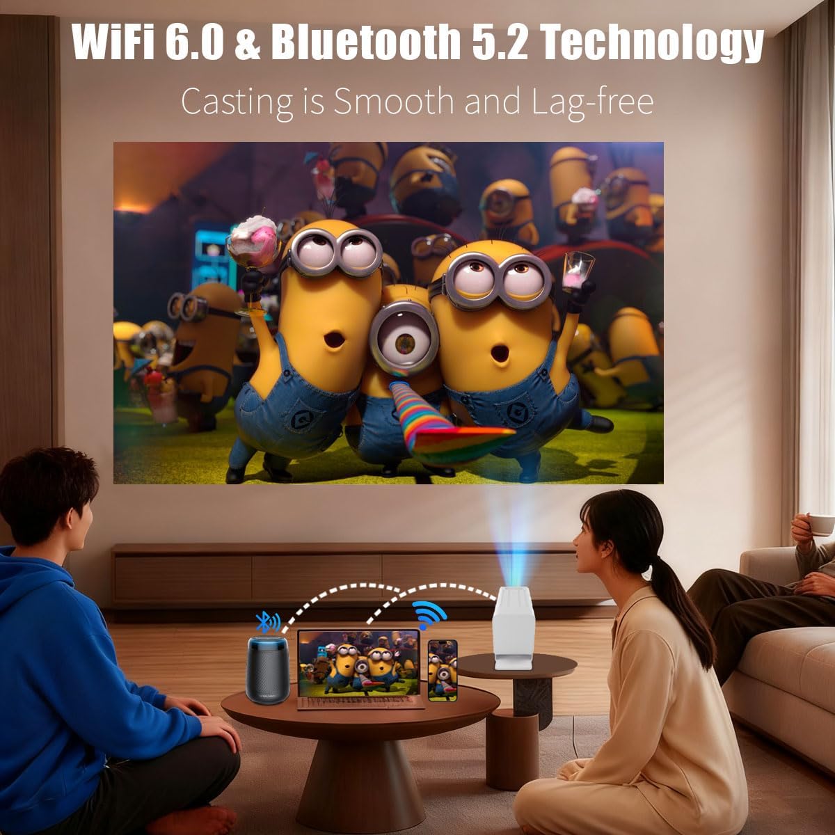 Mini proyector con wifi y bluetooth (blanco)