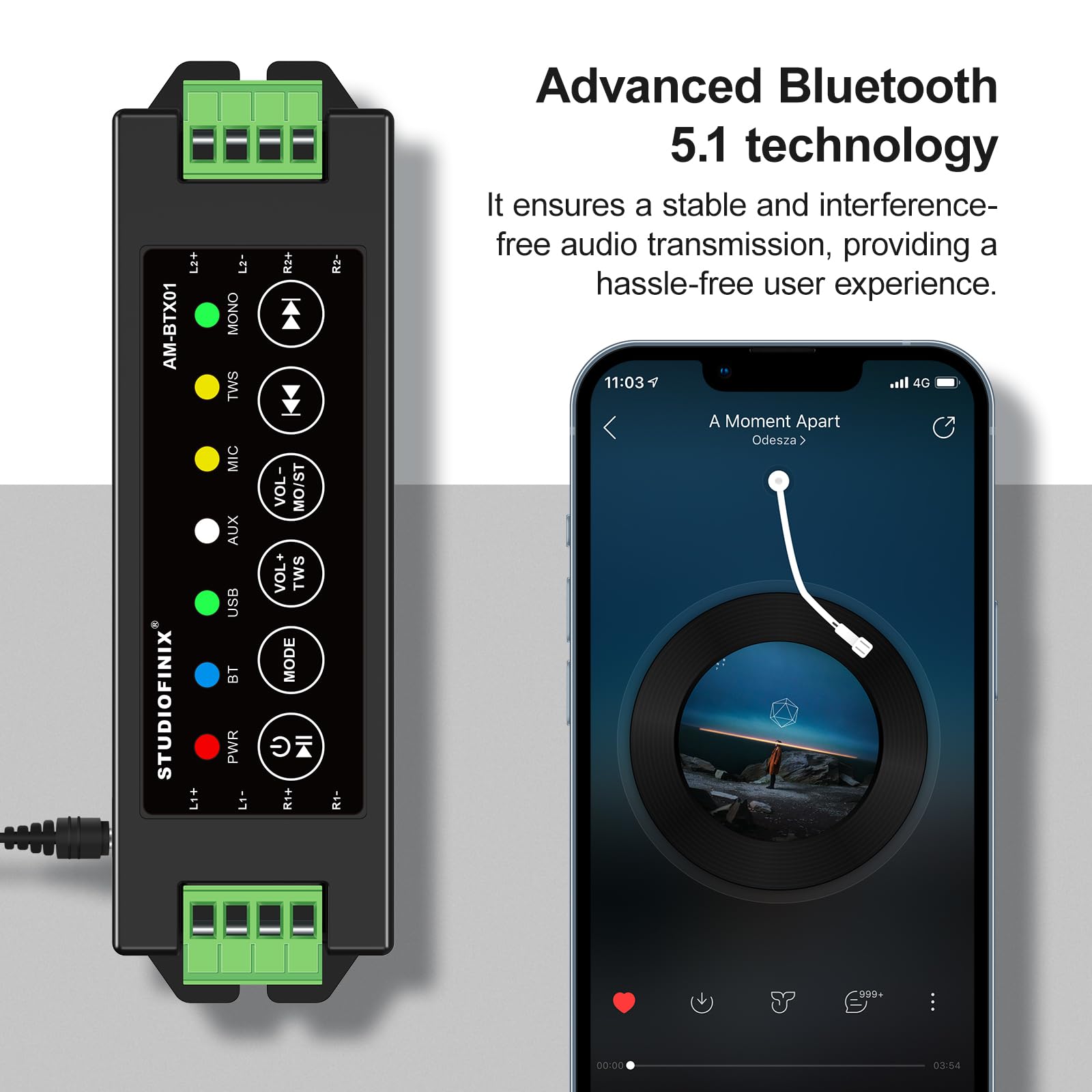 Mini Amplificador Bluetooth STUODIOFINIX Azul 4 Canales 120 W para Altavoces Pasivos