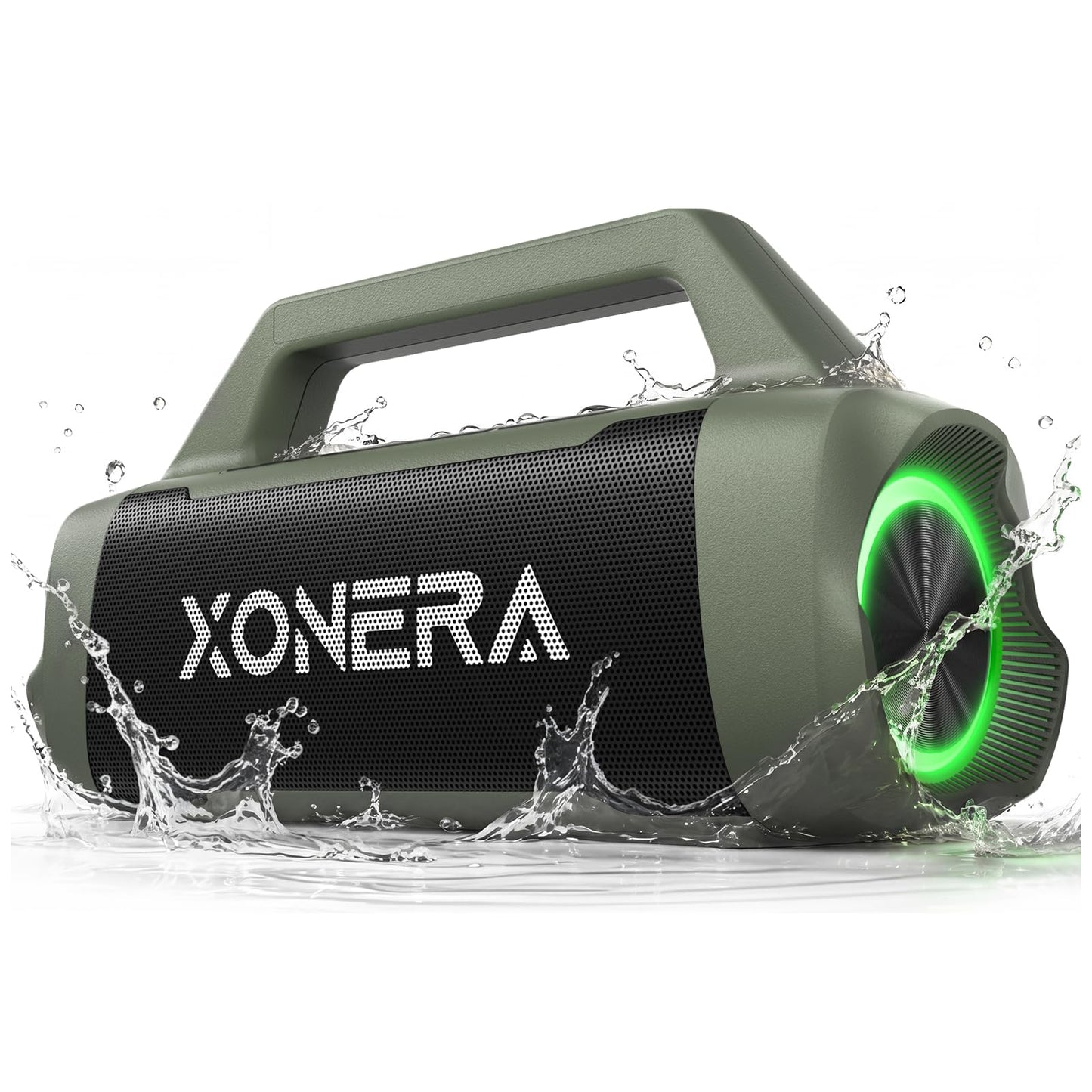 Xonera - Altavoces Bluetooth inalámbricos, altavoz de 80 W pico alto para exteriores con graves, tiempo de reproducción de 20 horas, IPX6 impermeable, TWS, BT5.3, portátil para camping, senderismo