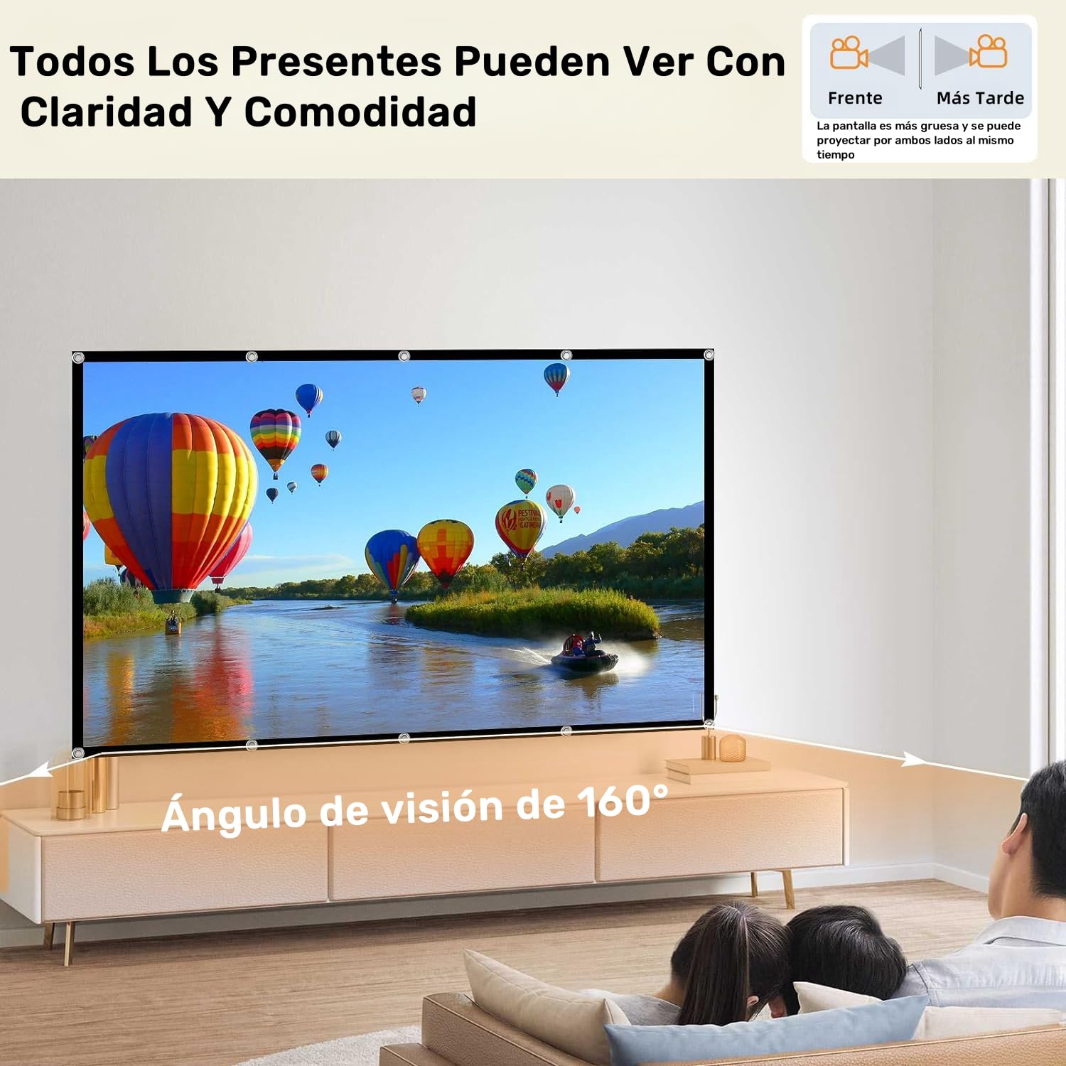 CHUCI-visualización de proyector de 100 Pulgadas, 16:9 HD Pantalla de Proyector Portátil,Plegable portátil, para Exteriores, Interior y Cine en casa(Gancho y Cuerda incluidos)