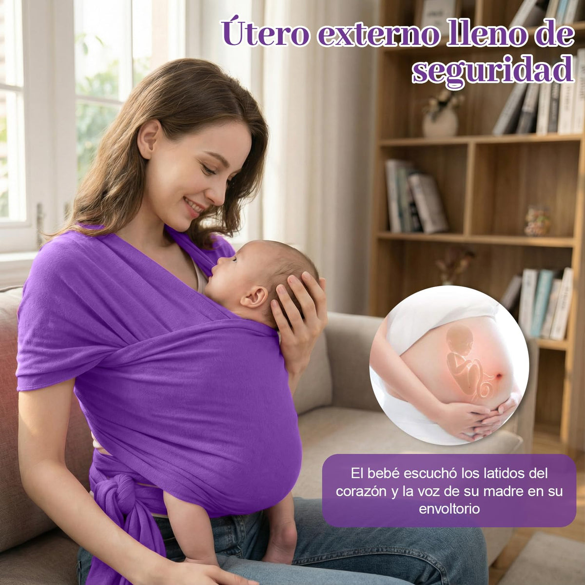 Niños Portador, 1 Pieza ajustable Niños Portador, Fular Elástico para Bebé y Recién Nacido Ergonómico, Hasta 10Kg (Morado oscuro)