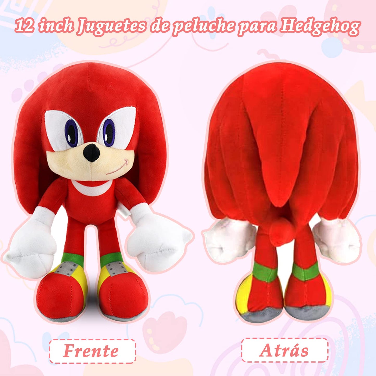 Juguetes de peluche para Hedgehog,12 pulgadas personajes de dibujos animados,Juguete de Peluche Suave para Sala de Estar,Oficina,Coche,Regalos navideños perfectos Para Niños y Niñas (Rojo)