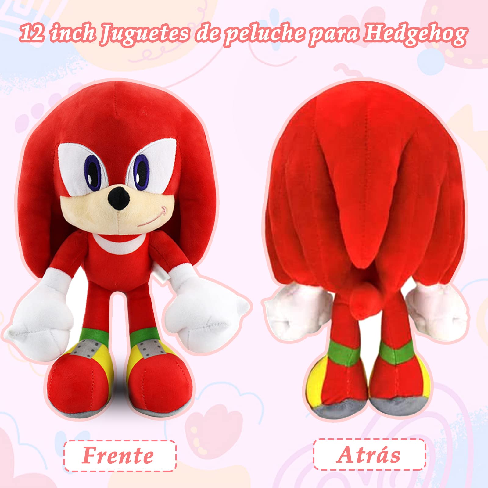 Juguetes de peluche para Hedgehog,12 pulgadas personajes de dibujos animados,Juguete de Peluche Suave para Sala de Estar,Oficina,Coche,Regalos navideños perfectos Para Niños y Niñas (Rojo)