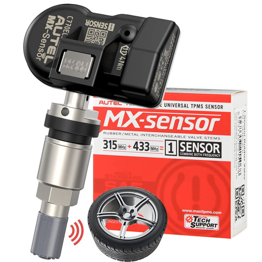 Autel - Sensores TPMS universales programables (315 MHz + 433 MHz) especialmente diseñados para el reemplazo de sensores OEM (válvula de metal atornillado)