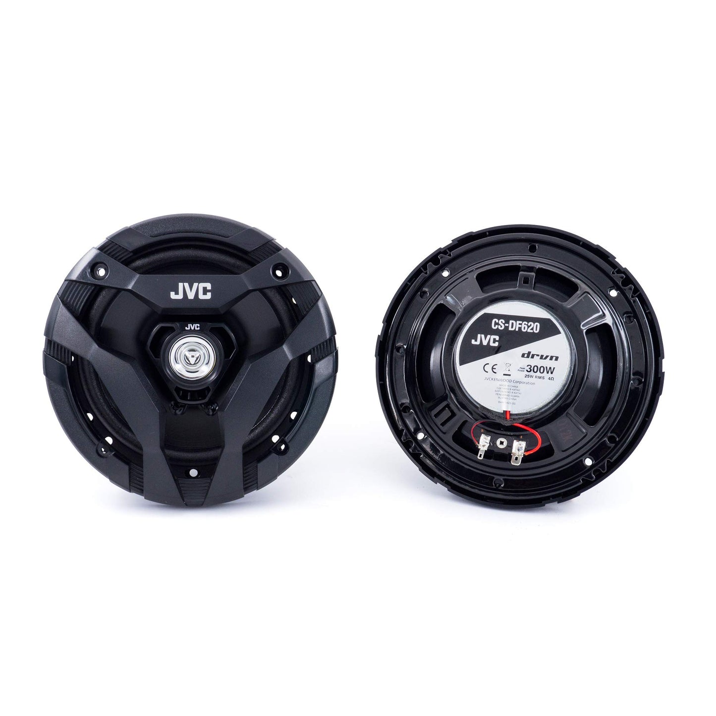 JVC CS-DF620 bocinas para carro, medida de 6.5 pulgadas, potencia por par, 150 W cada uno, rango completo, 2 vías, se venden en pares, color negro