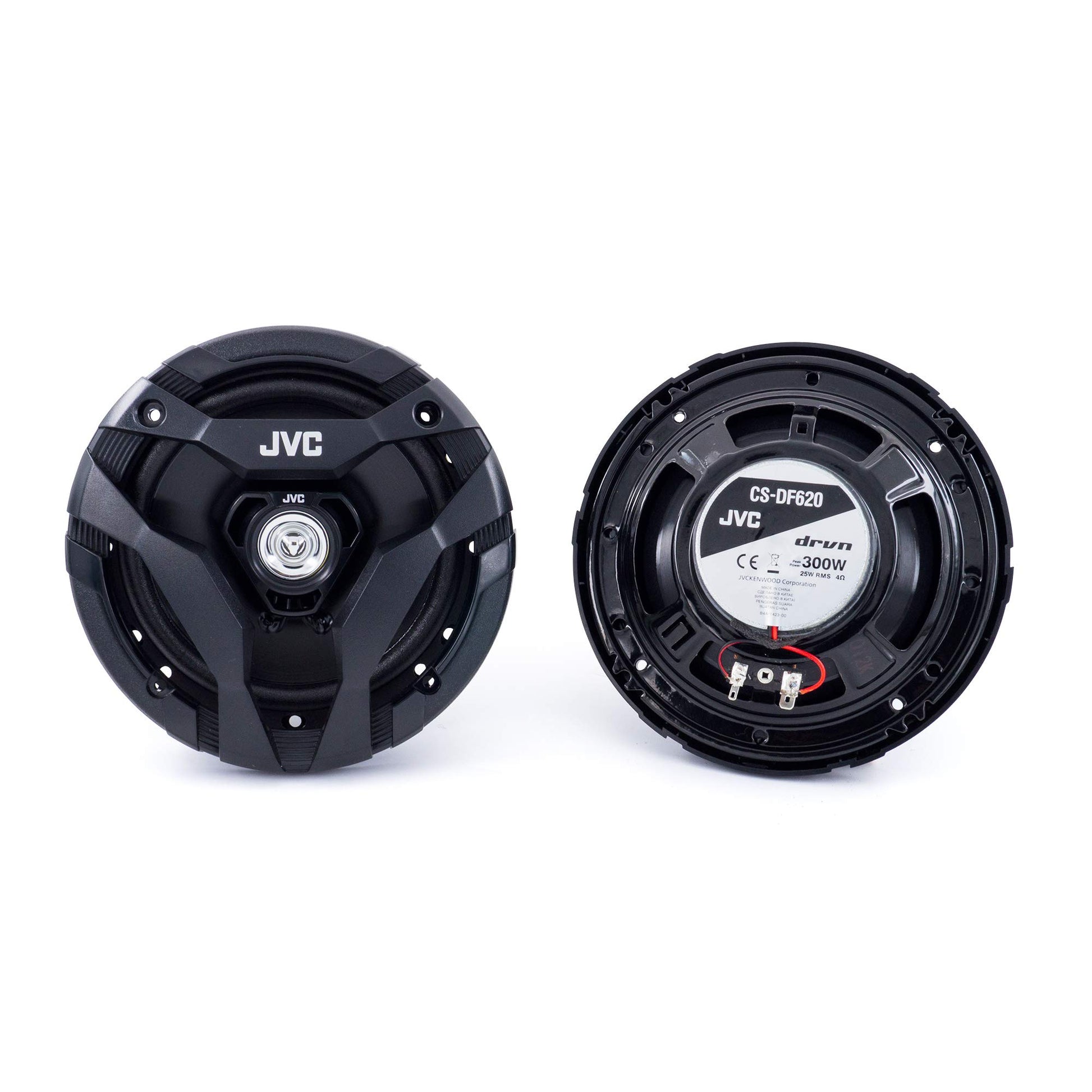 JVC CS-DF620 bocinas para carro, medida de 6.5 pulgadas, potencia por par, 150 W cada uno, rango completo, 2 vías, se venden en pares, color negro