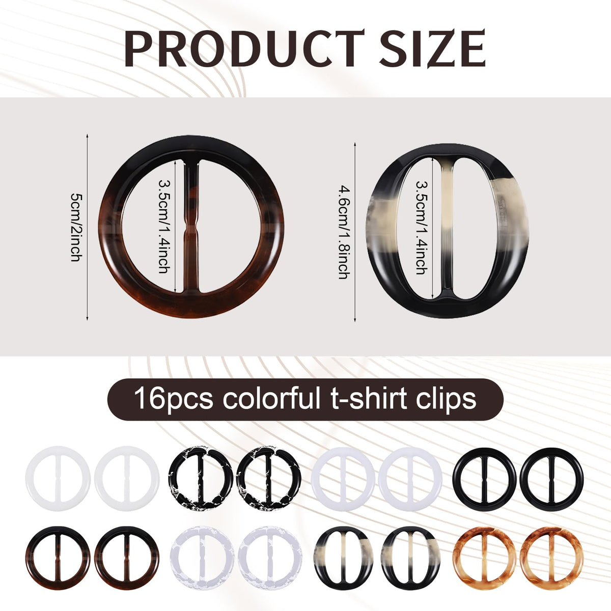 BOAO 16 Clips para Camisa para Mujer Clips de Camiseta Broches para Bufanda 2 Pulgadas 8 Colores