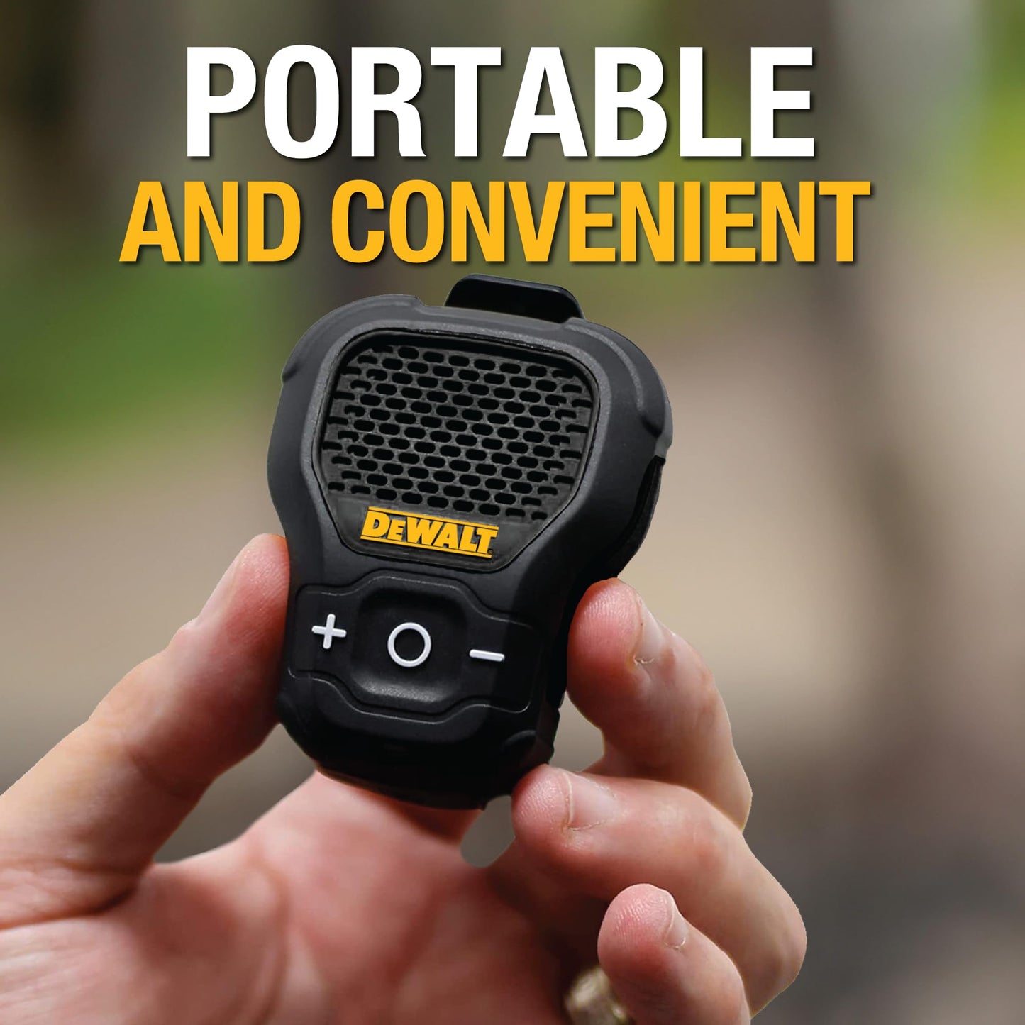 DEWALT Altavoz Portátil Bluetooth - Altavoz inalámbrico Bluetooth con Clip magnético (Negro)