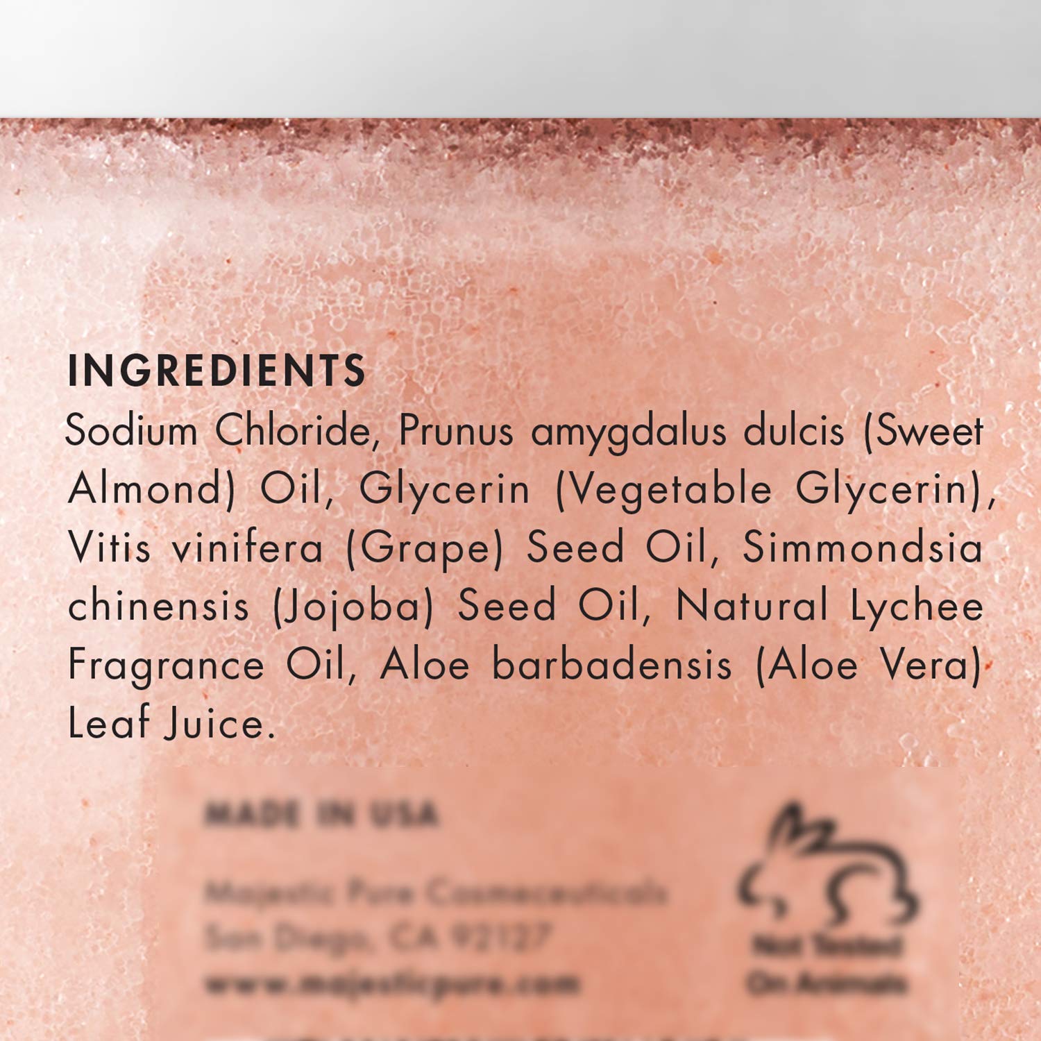 MAJESTIC PURE Majestic - Exfoliante corporal de sal del Himalaya pura con aceite esencial de lichi, exfoliante natural para exfoliar e hidratar la piel, Paquete de 2, 10 Ounce (Pack of 2)