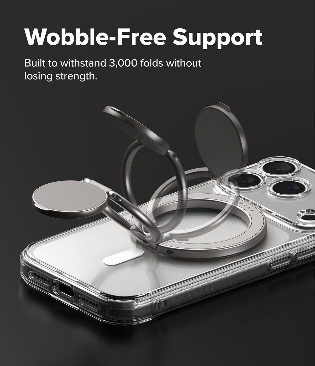Soporte Magnético Dual Ringke Satin Silver con Bisagra Ajustable Multiángulo para iPhone, Galaxy, Pixel y Otros Celulares Compatible con MagSafe
