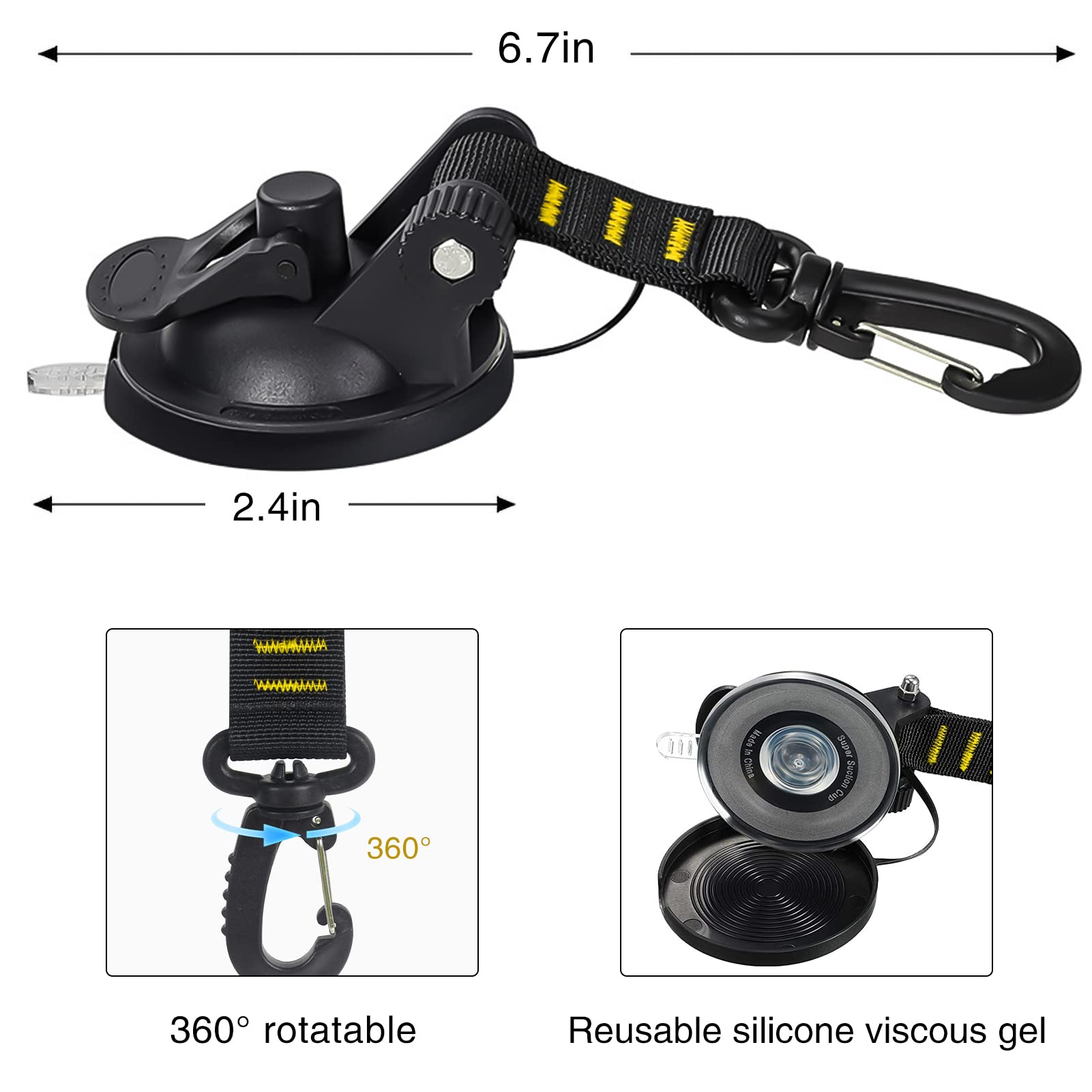 CONBOLA - Ganchos con ventosas, 4 piezas esenciales para acampar al aire última intervensión, resistente, mejorado, con ventosa, accesorios para caravana, gran potencia para caravana, barco, ventana