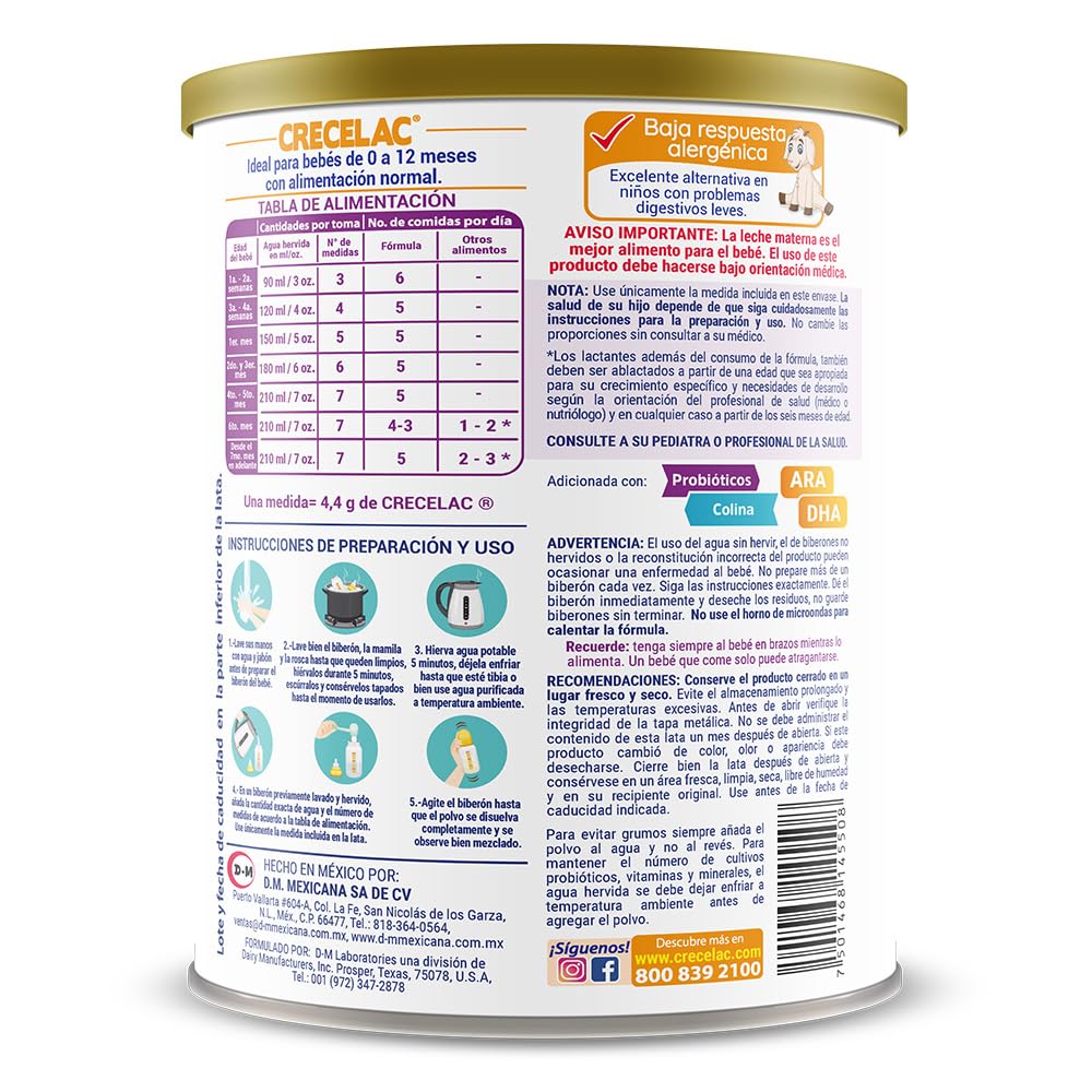 Fórmula Crecelac Bebé 0-12 Meses (800gr)