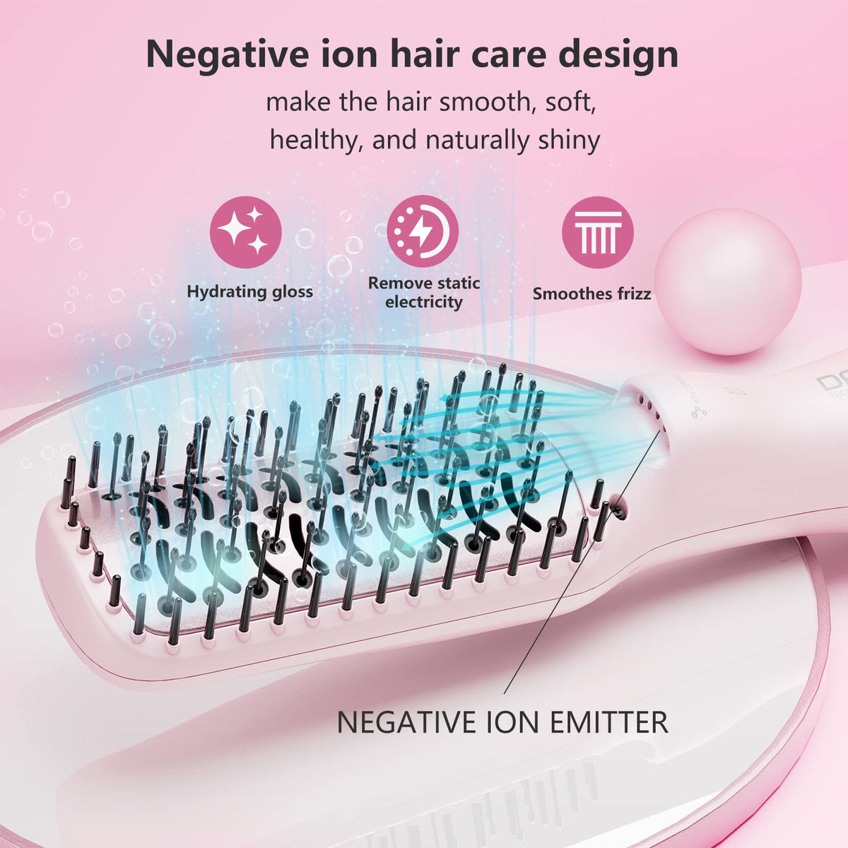 Secador de Pelo DAN Technology Rosa 3 en 1 para Cabello Dañado