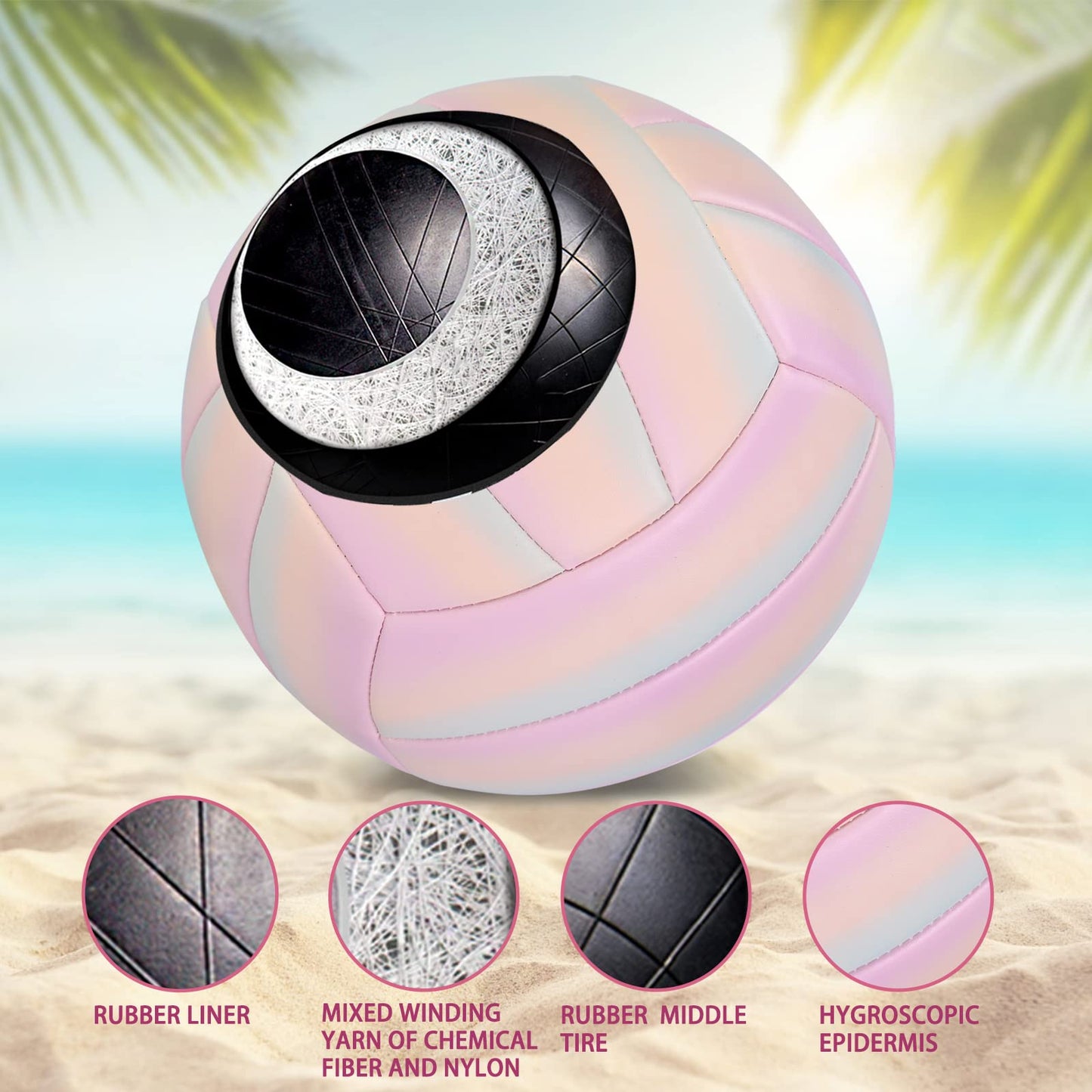 BYAOSUN - Voleibol suave oficial impermeable para playa en interiores y exteriores, talla 5, voleibol de entrenamiento para principiantes, adolescentes y adultos