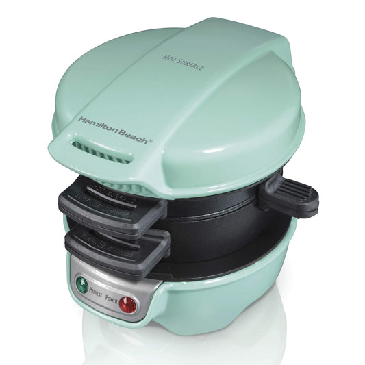 Hamilton Beach - Sandwichera de desayuno con anillo para cocinar huevos, ingredientes personalizados, perfecto para magdalenas inglesas, cruasanes, mini gofres, regalo perfecto de elefante blanco,