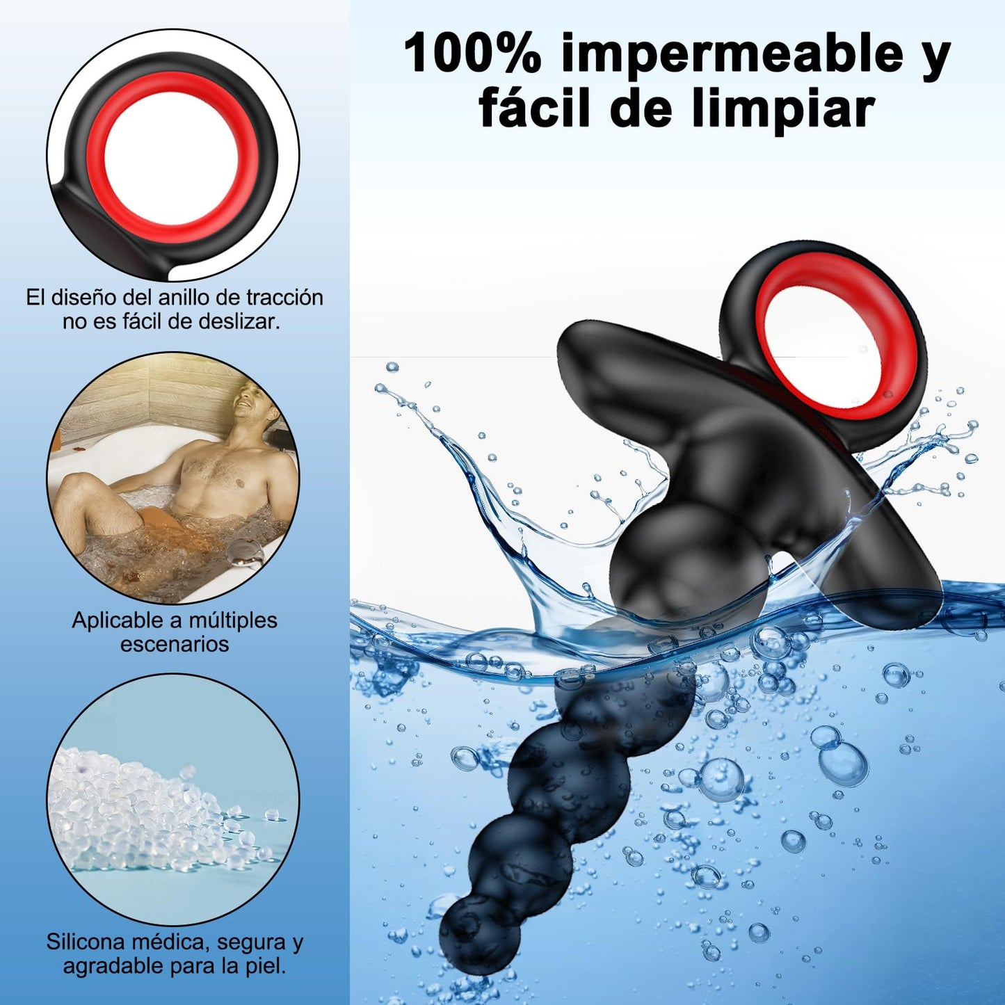 Vibrador Anal ZEZELIFE Negro 9 Modos USB Recargable para Hombre y Mujer