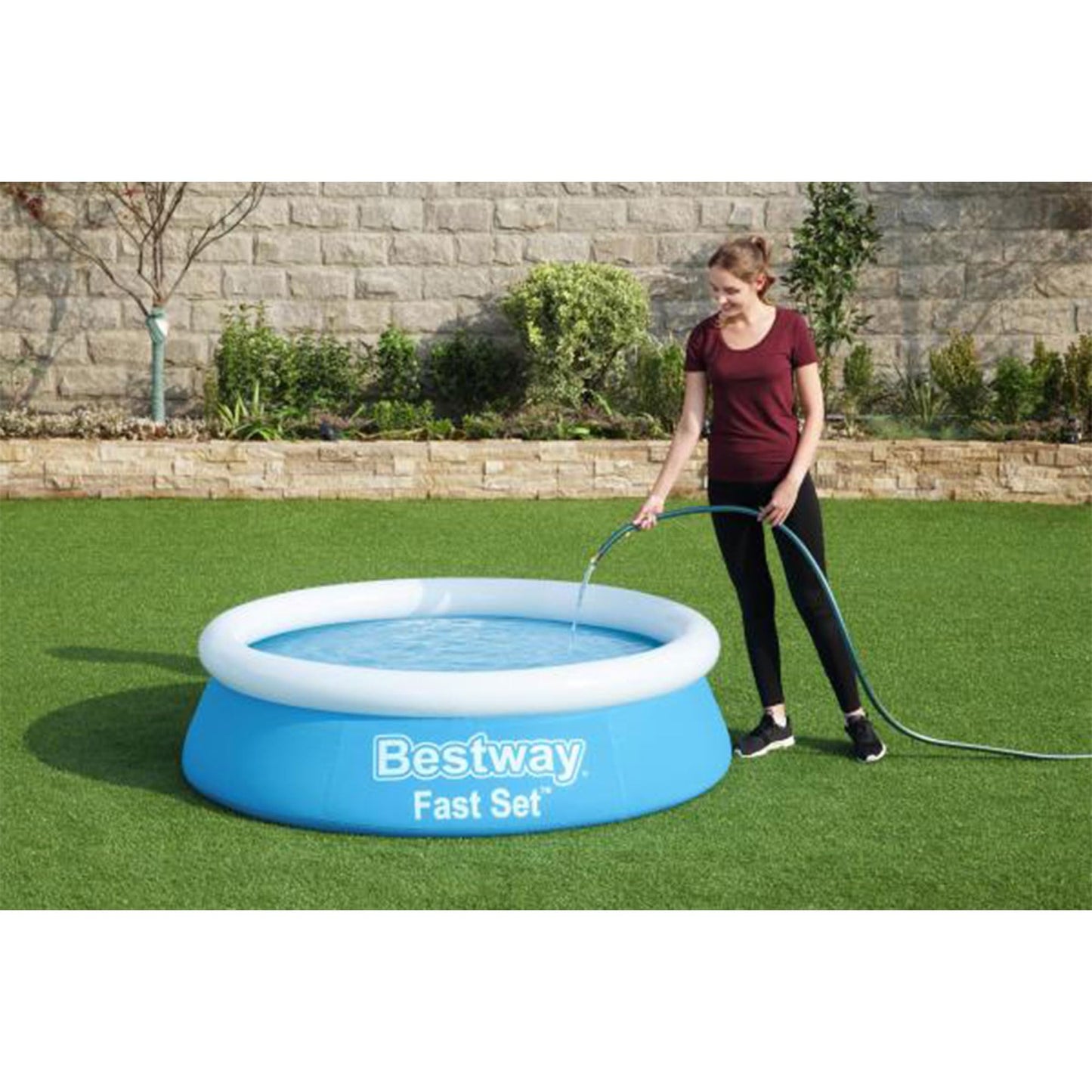 Bestway - Piscina Inflable Redonda de 6 Pies x 20 Pulgadas, TriTech, 5 Pulgadas de Alto, Azul, para Uso Exterior