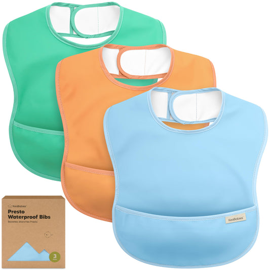Baberos Impermeables KeaBabies Verde con Colector de Alimentos para Niños Pequeños