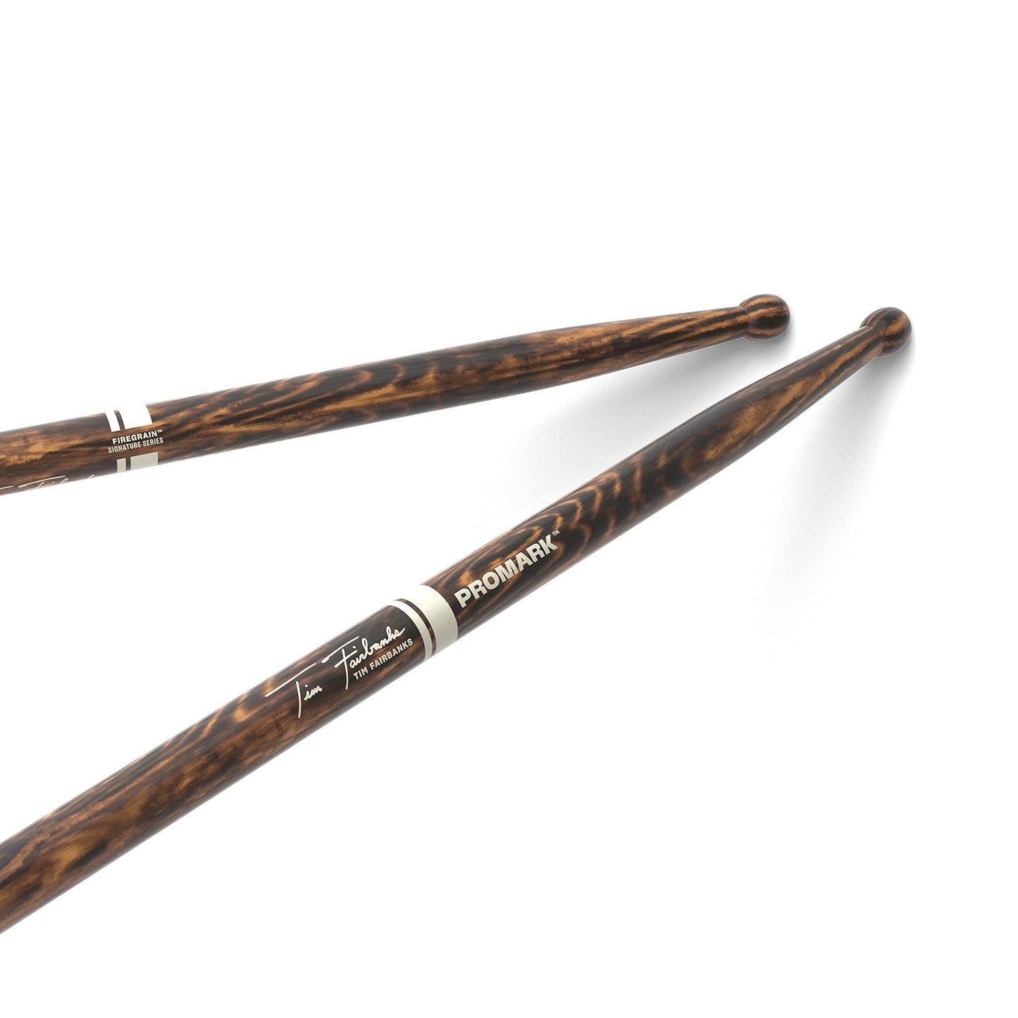ProMark Baquetas Bateria - Tim Fairbanks Drumsticks - FireGrain - Sin exceso de vibración - Acabado de laca, Punta redonda grande, Madera de nogal americano - 1 par