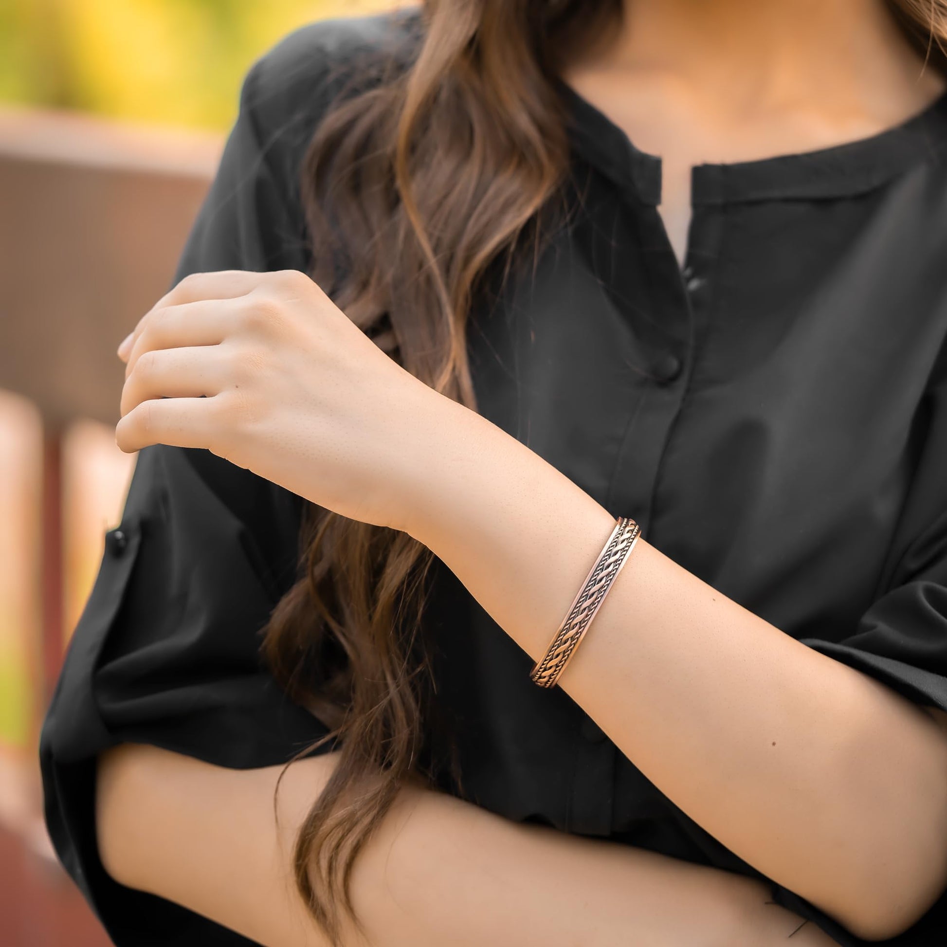 MagnetRX® - Pulsera de cobre para mujer, eficaz 99.9% cobre puro, pulseras de terapia magnética para mujer, pulsera ajustable de cobre (alambre de cobre incrustado)