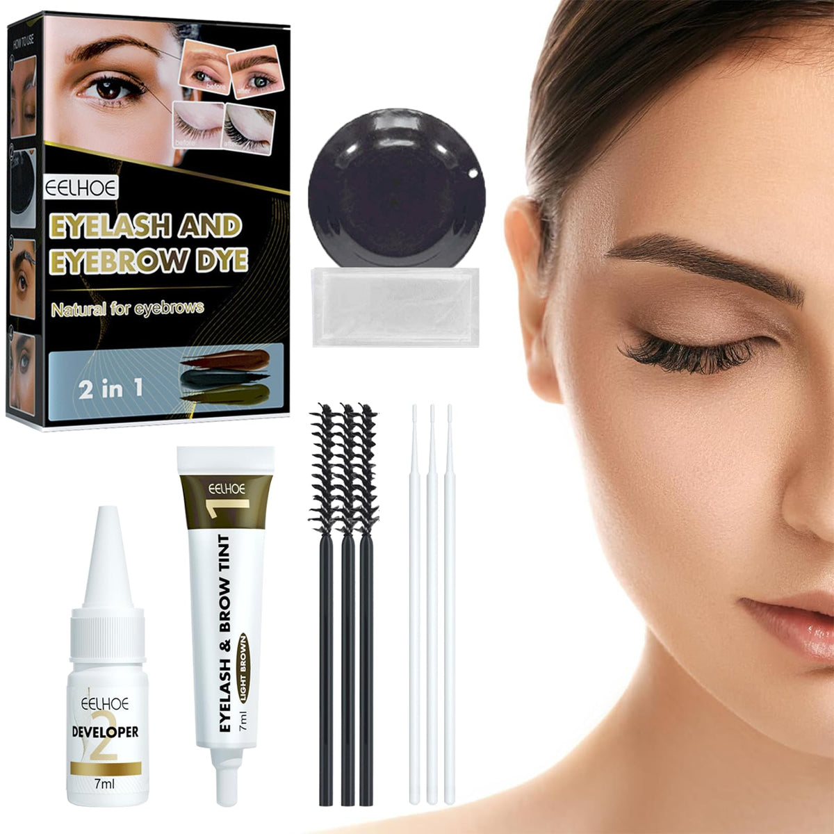 10 Piezas Lifting de Pestañas Kit, Kit de Laminado de Cejas, 2 En 1 Lash Lifting de Pestañas, Crea Cejas Más Gruesas y Duraderas, Rizador de Pestañas Permanente para uso en Salón de Belleza. (Marrón)