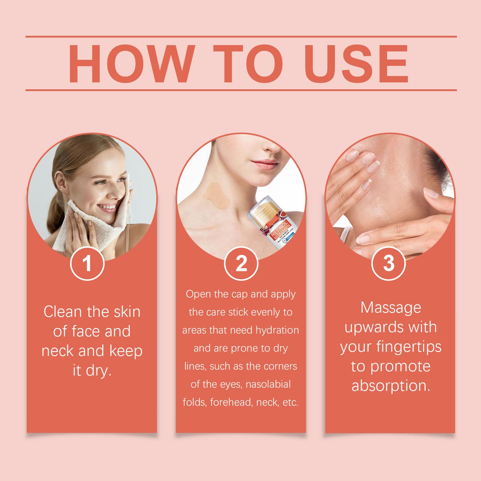 Barra de cuidado facial para el cuello con retinol y colágeno, suero reafirmante en barra con retinol, crema hidratante en barra con retinol y colágeno con ácido hialurónico (3)