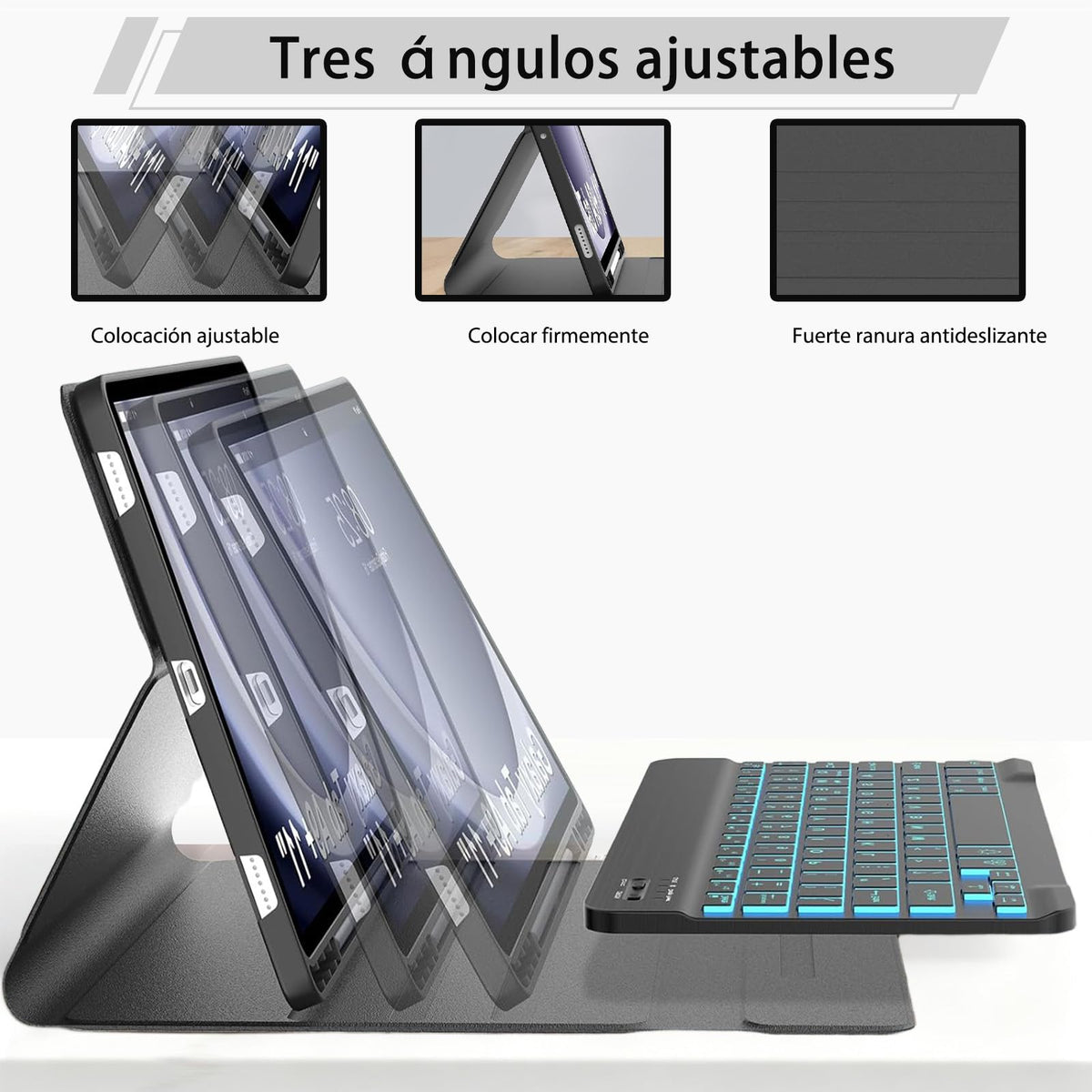 Funda con Teclado JUGZCXD Negro Compatible para Samsung Galaxy Tab S10FE 10.9 Pulgadas