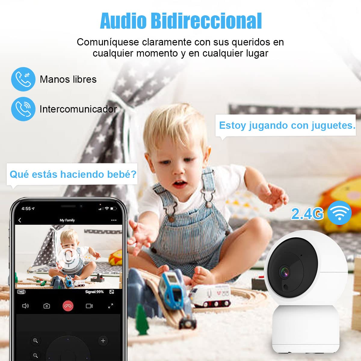 Cámara de Seguridad EASYTAO TV-308 Interior WiFi 2.5K con Audio Bidireccional y Alexa