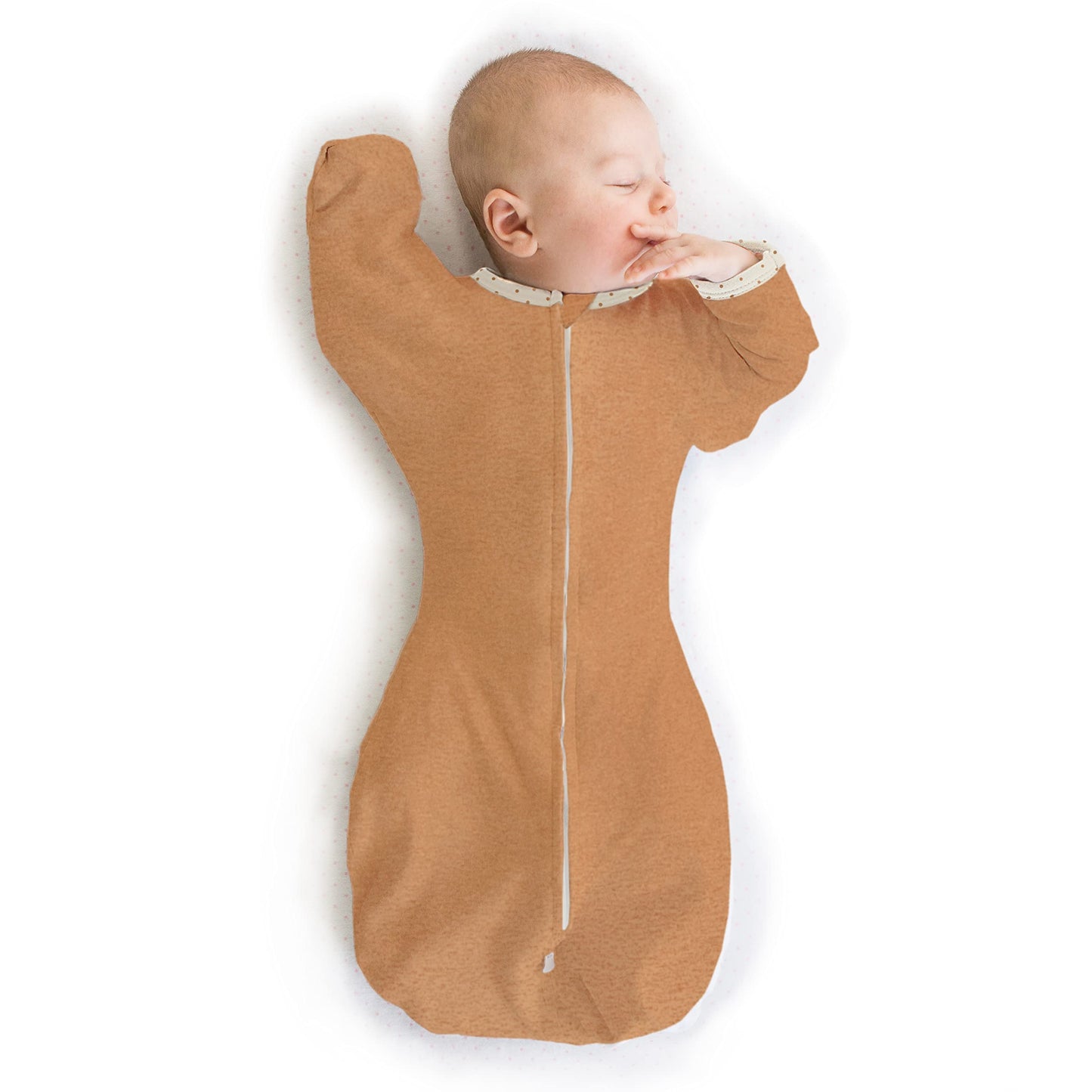 SwaddleDesigns - Saco de Envolver de transición con Brazos hasta Mangas de Media Longitud y puños de manopla, pequeño, 0-3 Meses, 6-14 Libras, Manteca Jaspeada (Manta de Brazos Arriba, Saco de Dormir