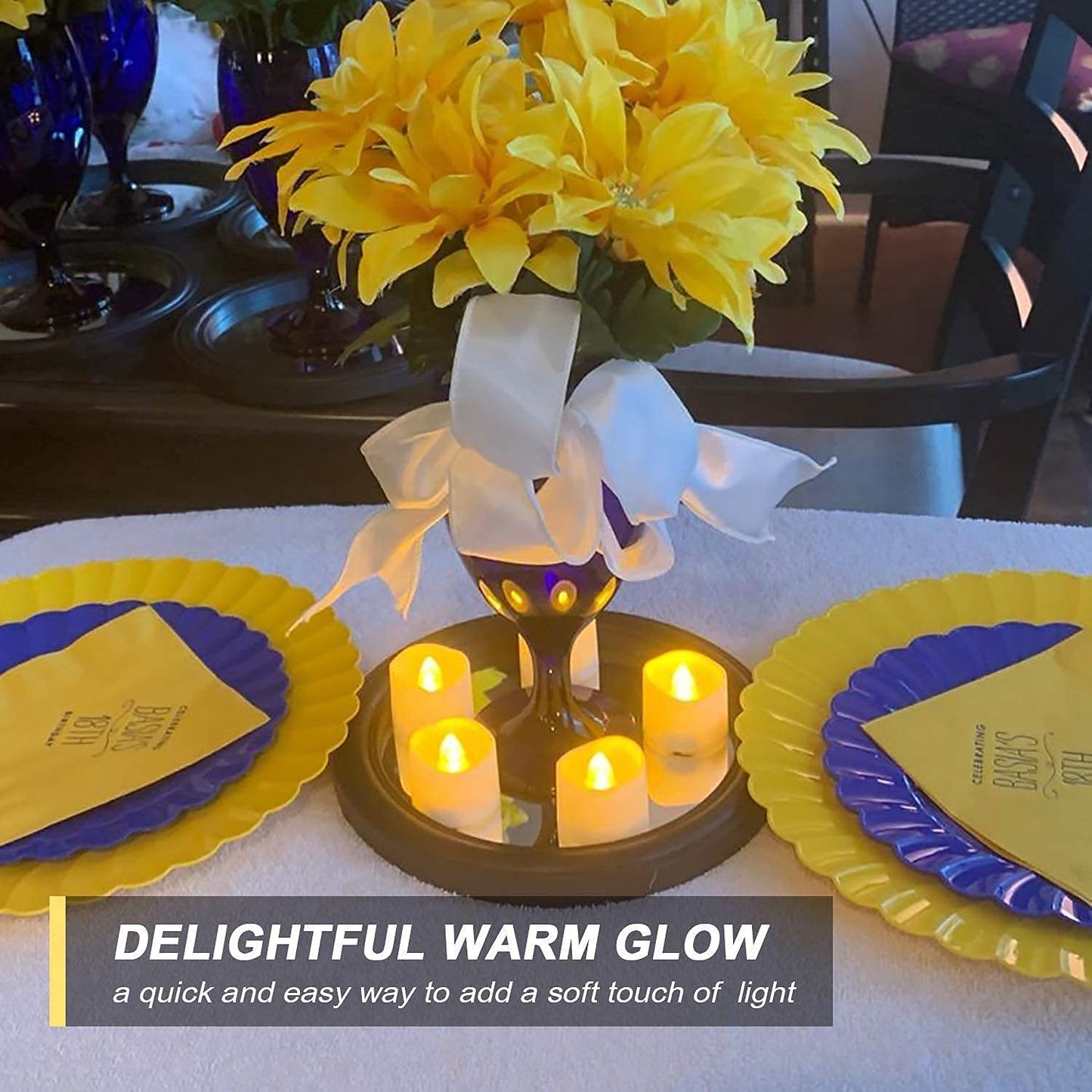 Velas LED de Té Paquete 12 Pilas Amarillo Cálido Efecto Parpadeo para Decoración Hogar y Fiestas