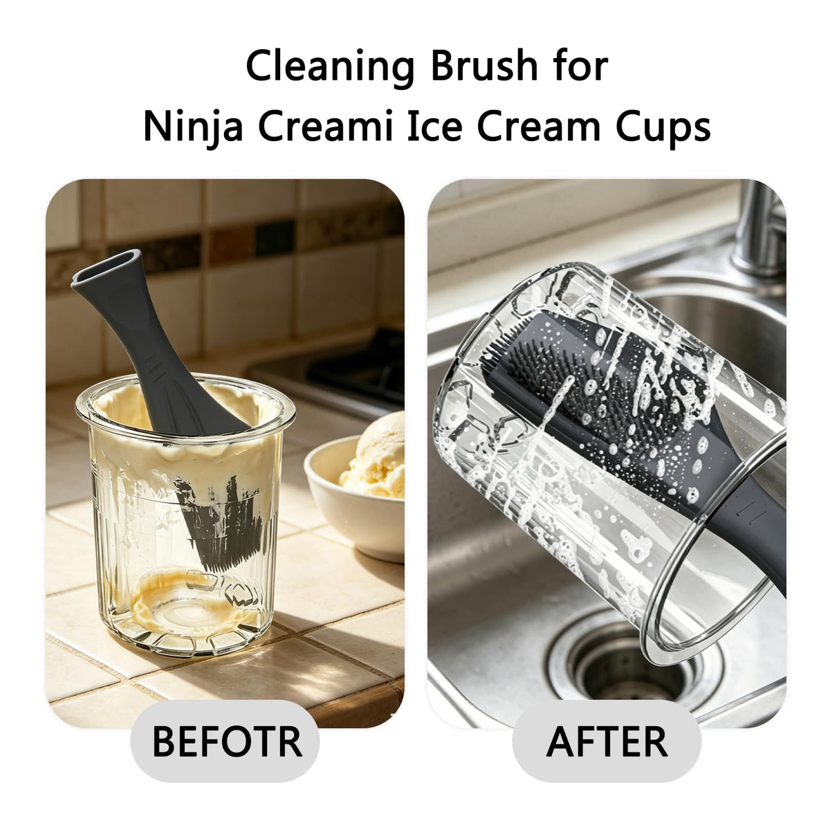 cepillo para polvo de limpieza para tazas de helado Ninja Creami (gris)