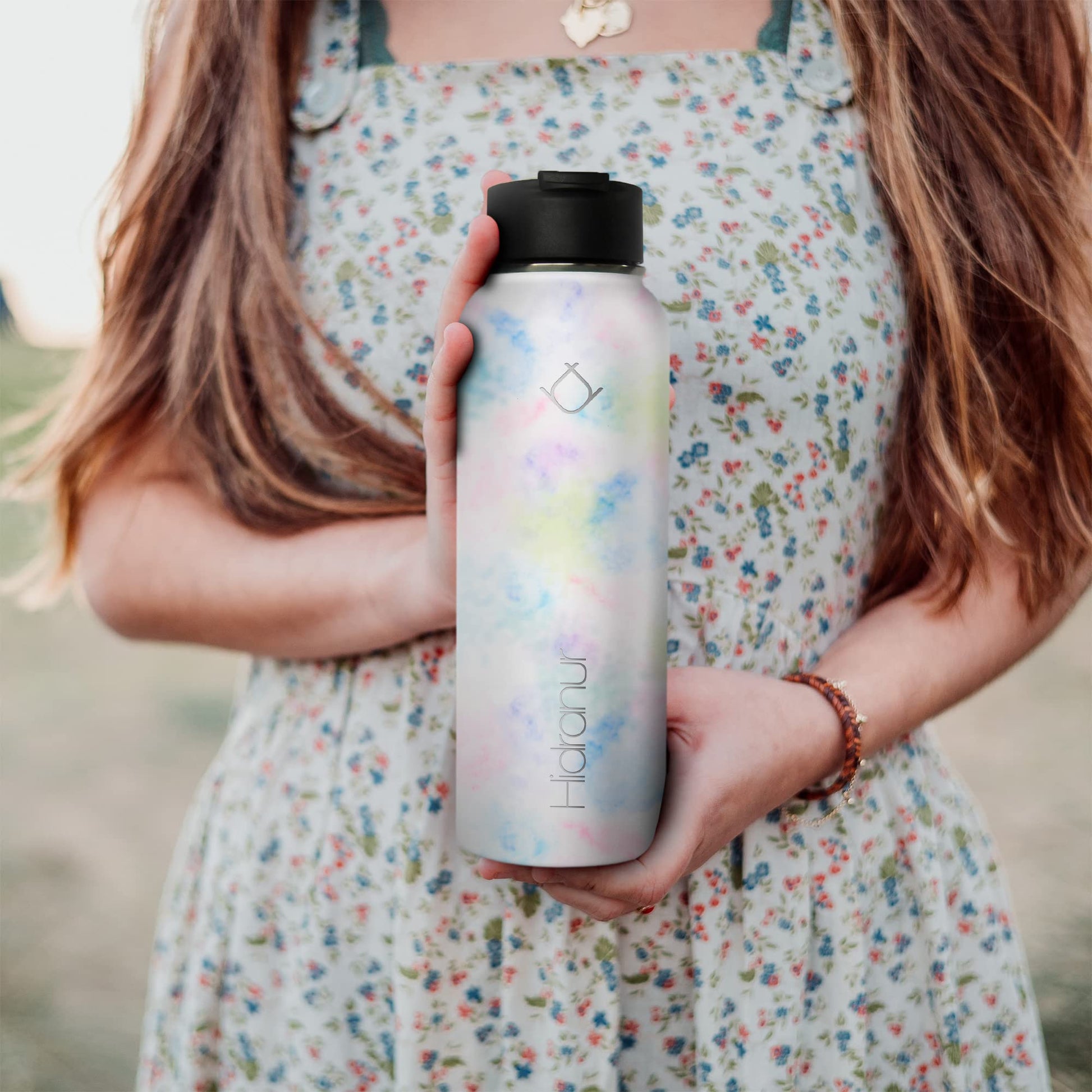 Hidranur Termo de Acero Inoxidable Doble Aislamiento Térmico, Termo Para Café 32 oz (946.35 ml), 3 Tapas Herméticas, 2 Popotes, 24 Hrs de Agua Caliente y Fría (Blanco Mármol, 32 Oz (946.35 ml))