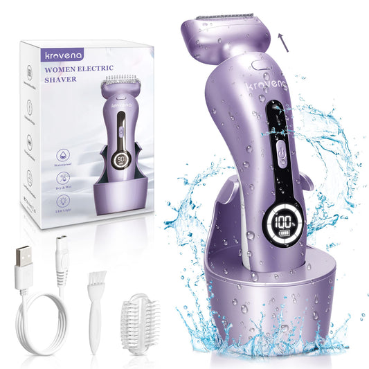 Afeitadora eléctrica para mujer, maquinilla de afeitar eléctrica para mujer, piernas de bikini, axilas, pelo público, recortadora recargable con cabeza desmontable, inalámbrica, uso seco y húmedo