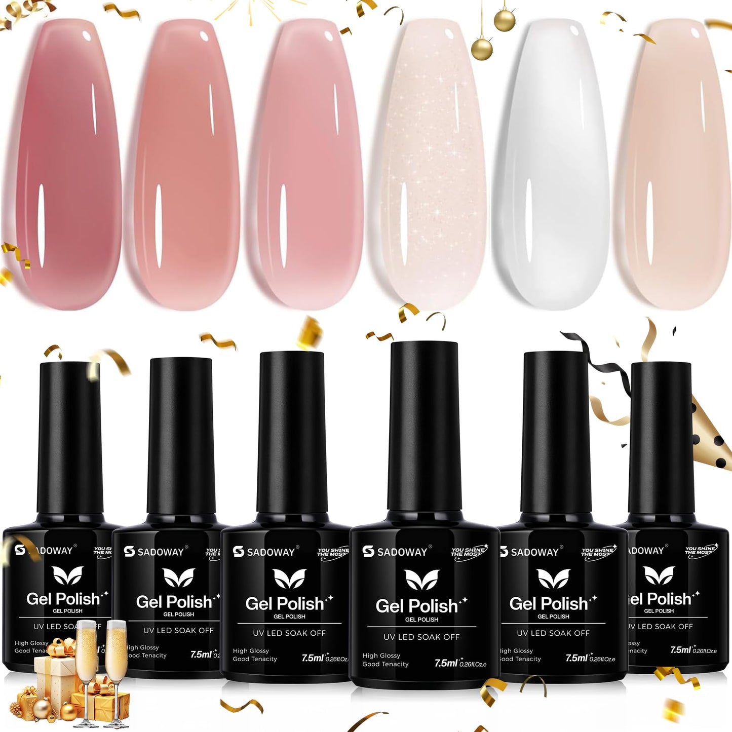 SADOWAY Esmalte en Gel Kit: 6 Colores Set de Esmalte de Gel NudeTonos Piel para un Acabado Natural Fórmula Segura sin Tóxicos Regalo para Mujer