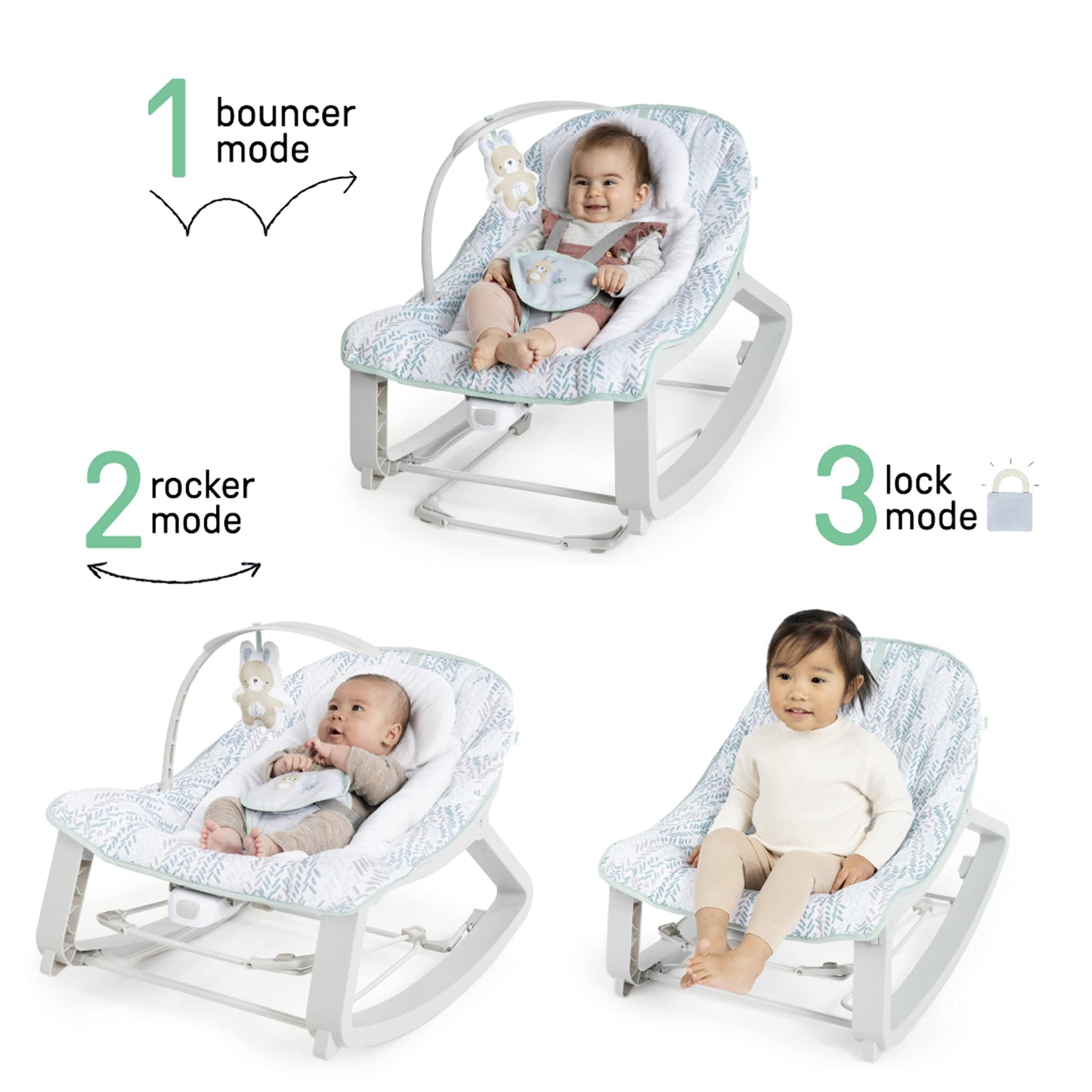 Ingenuity Asiento y Mecedor 3 en 1 para Bebés 0 a 30 Meses