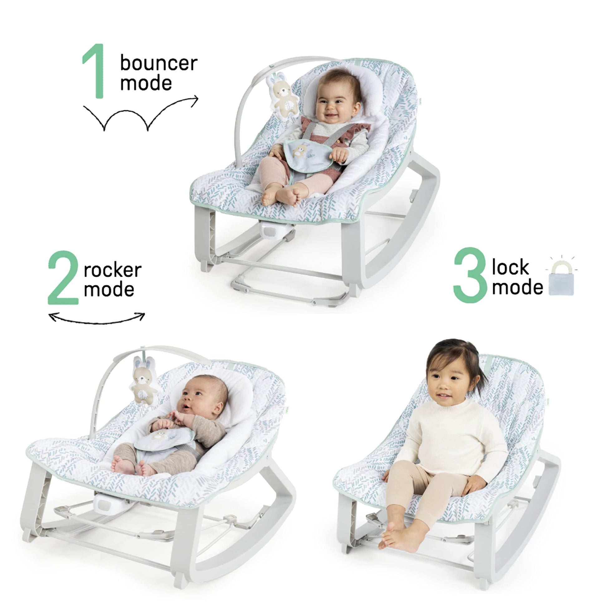 Ingenuity Asiento y Mecedor 3 en 1 para Bebés 0 a 30 Meses