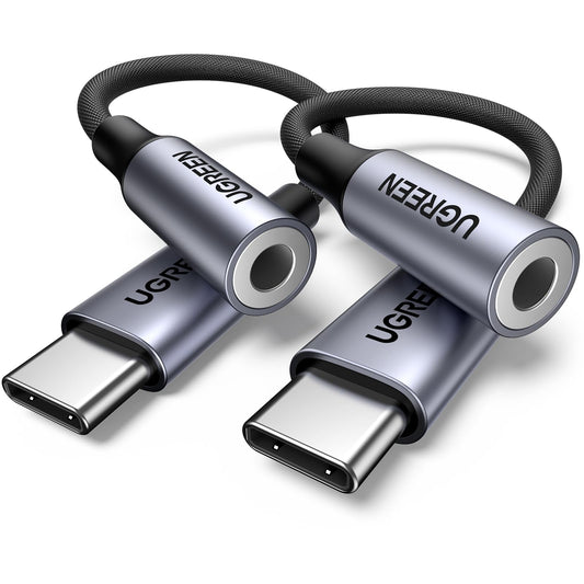 UGREEN Adaptador USB C a Jack 3.5 mm, DAC Chip HiFi Audio Adaptador para Auricular, Compatible con iPad Pro, iPhone 16/15, 8t/8 Pro, Galaxy S24/S23/S21, Huawei P40/P30, Xiaomi Mi 11/10, 2 Pack