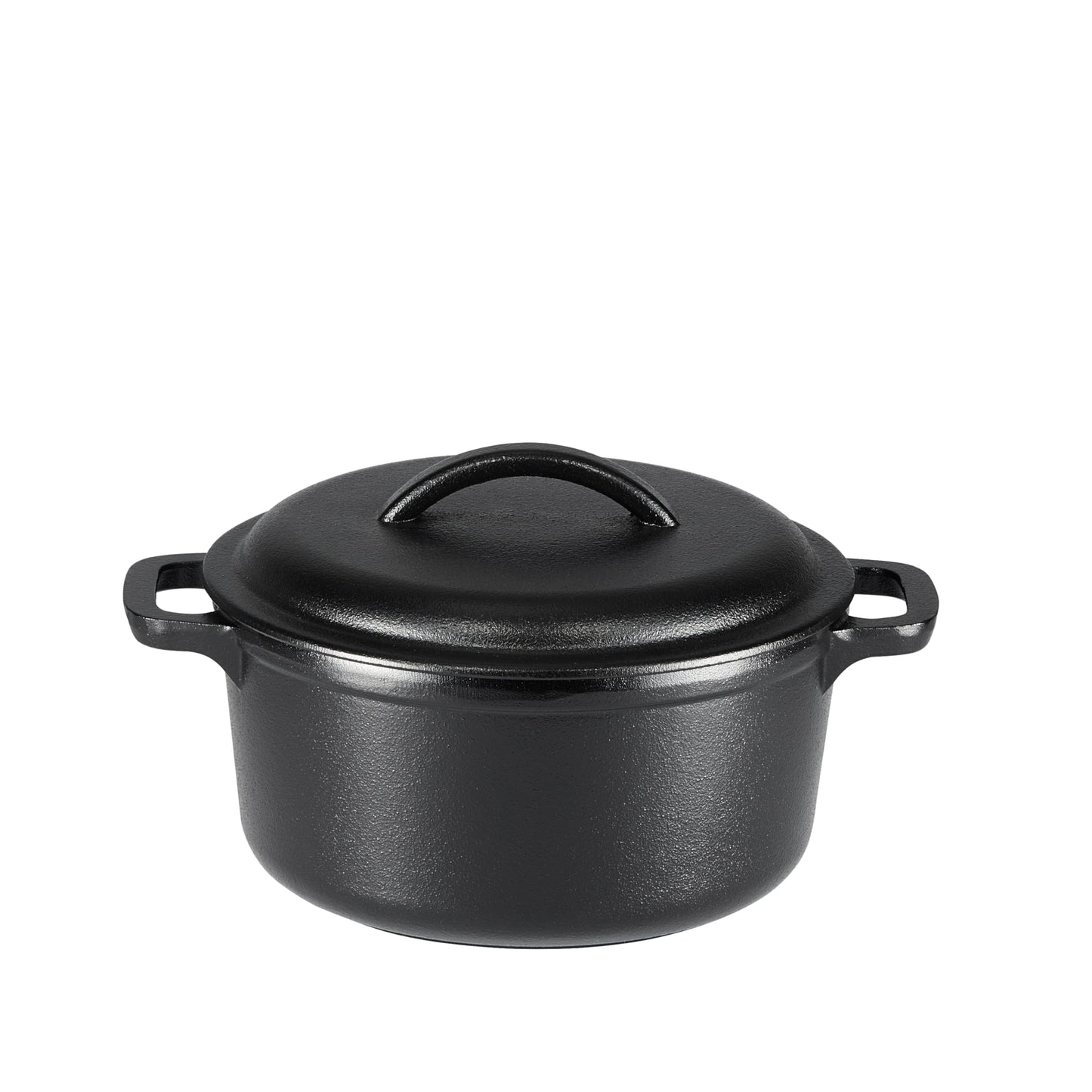 Amazon Basics - Horno holandés de hierro fundido presazonado con doble asa, 2 cuartos