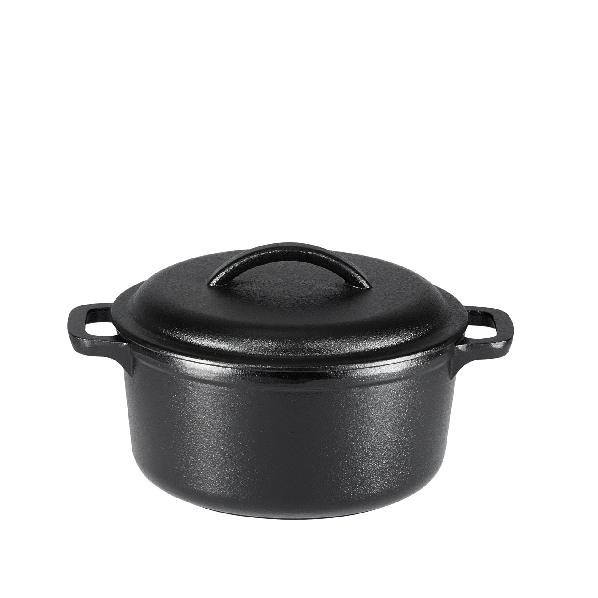 Amazon Basics - Horno holandés de hierro fundido presazonado con doble asa, 2 cuartos