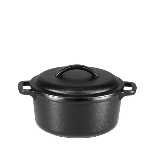 Amazon Basics - Horno holandés de hierro fundido presazonado con doble asa, 2 cuartos